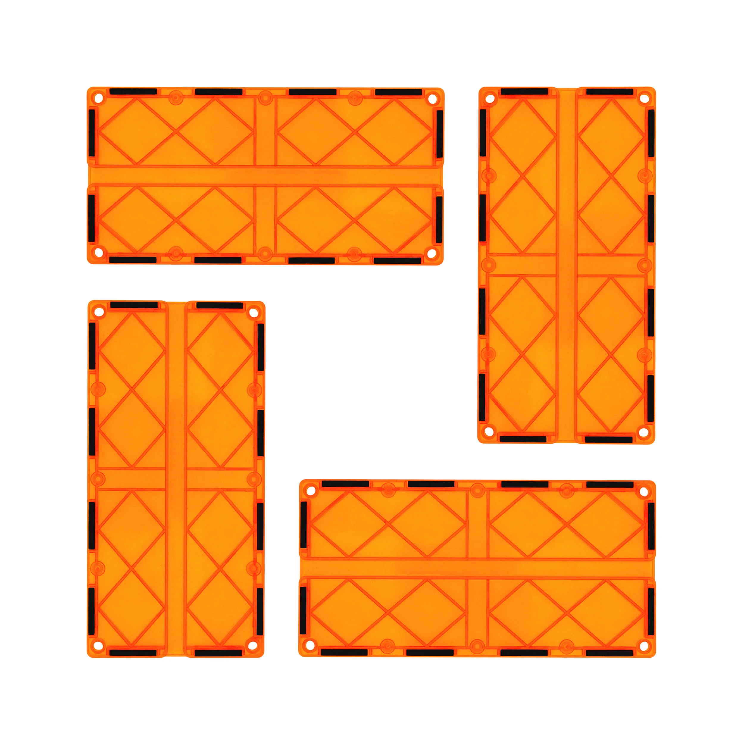 PicassoTiles 4 Piece Orange Race Car Track Long Magnetic Tiles