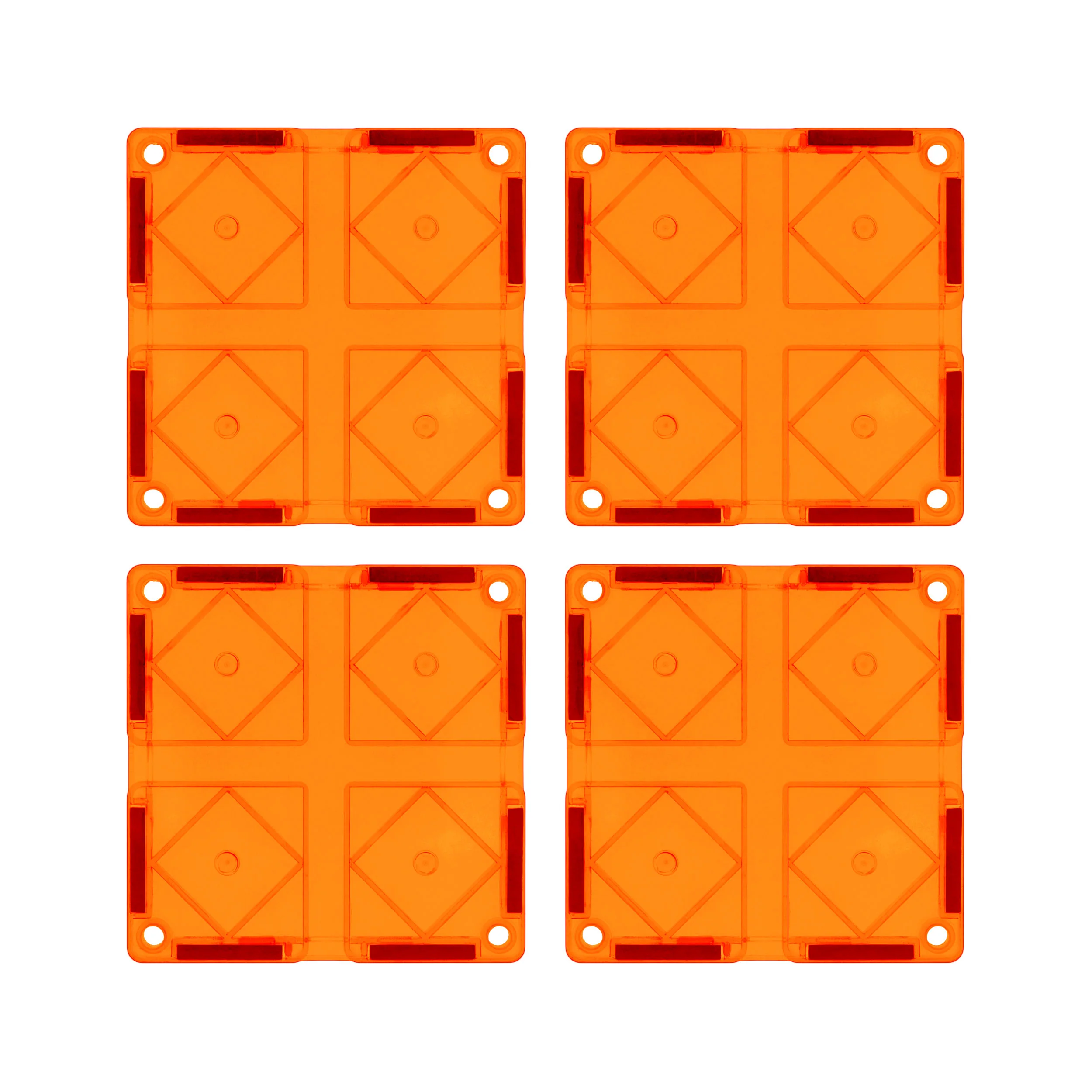 PicassoTiles 4 Piece Orange Race Car Track Short Magnetic Tiles