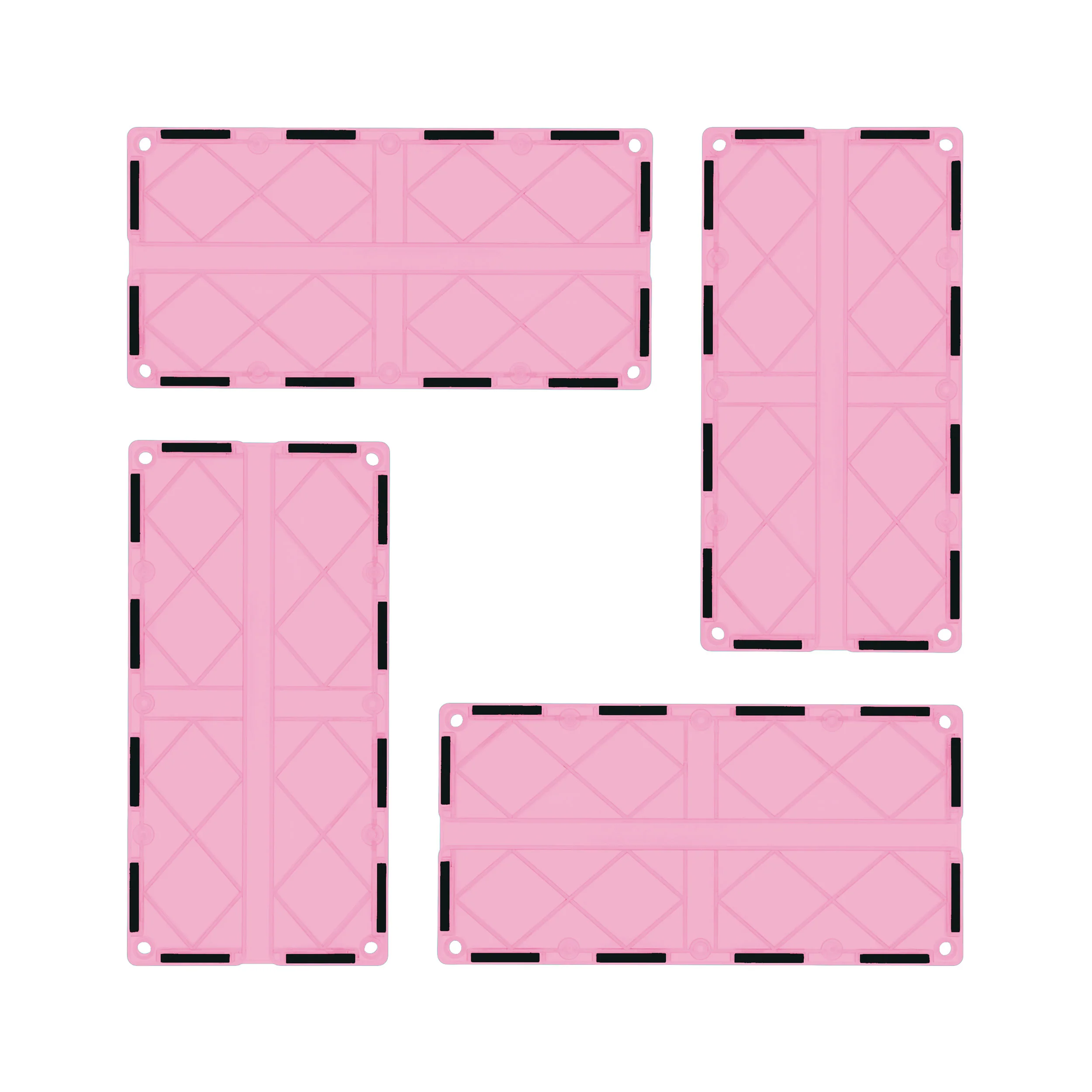 PicassoTiles 4 Piece Pink Race Car Track Long Magnetic Tiles