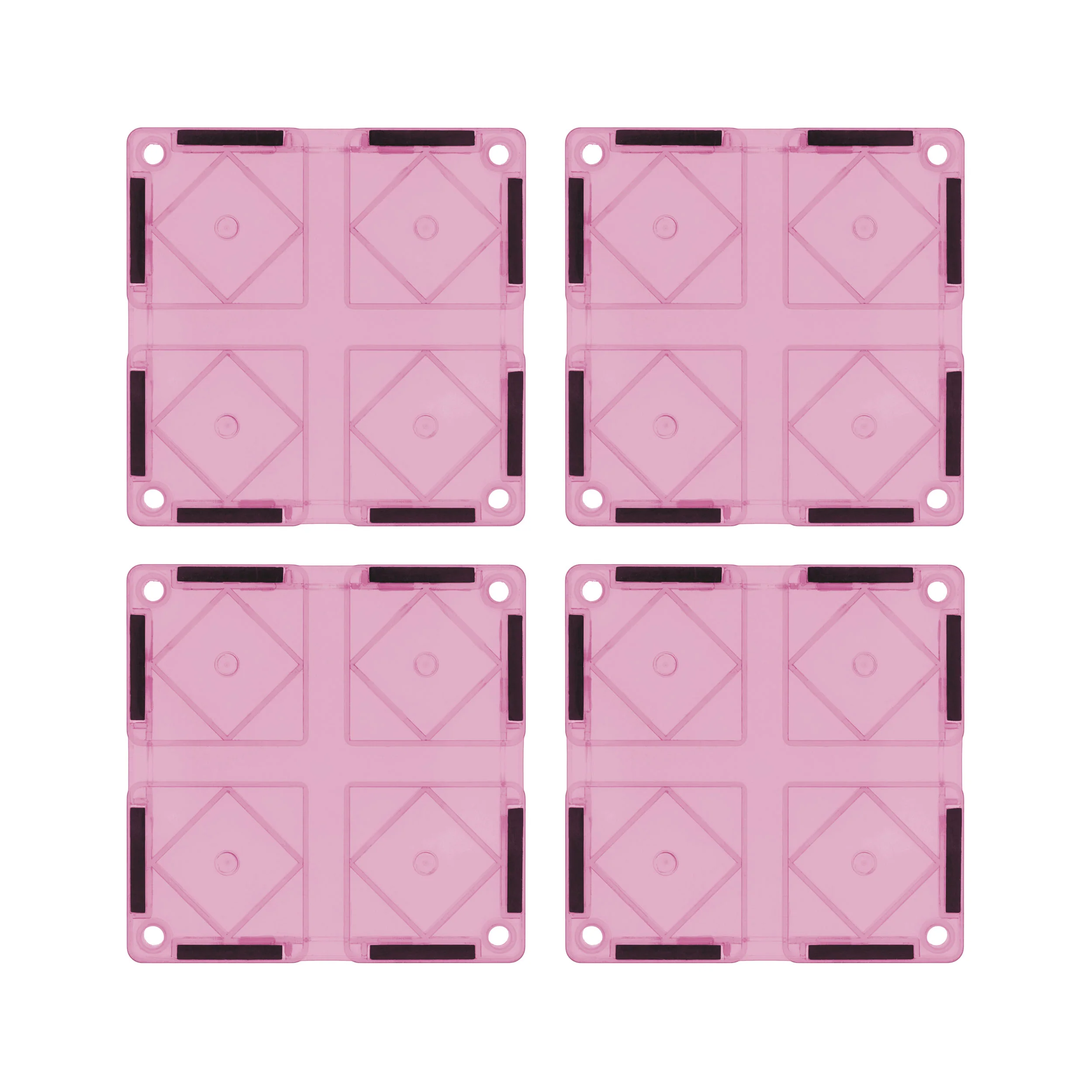 PicassoTiles 4 Piece Pink Race Car Track Short Magnetic Tiles