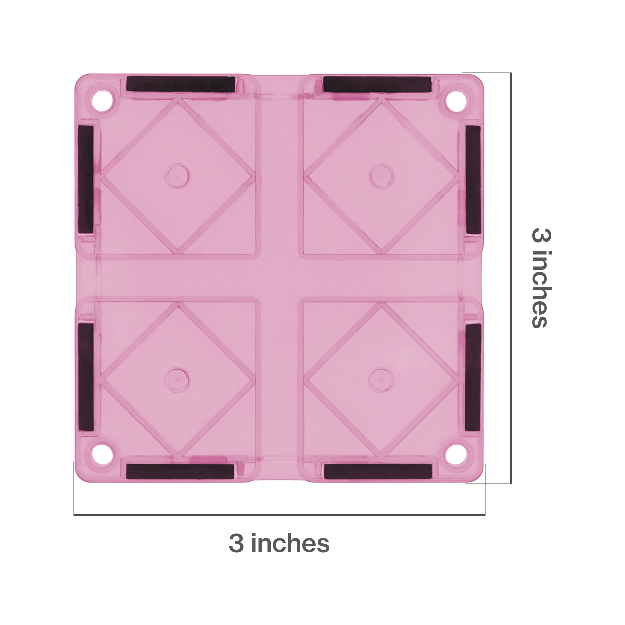 PicassoTiles 4 Piece Pink Race Car Track Short Magnetic Tiles - Image 2