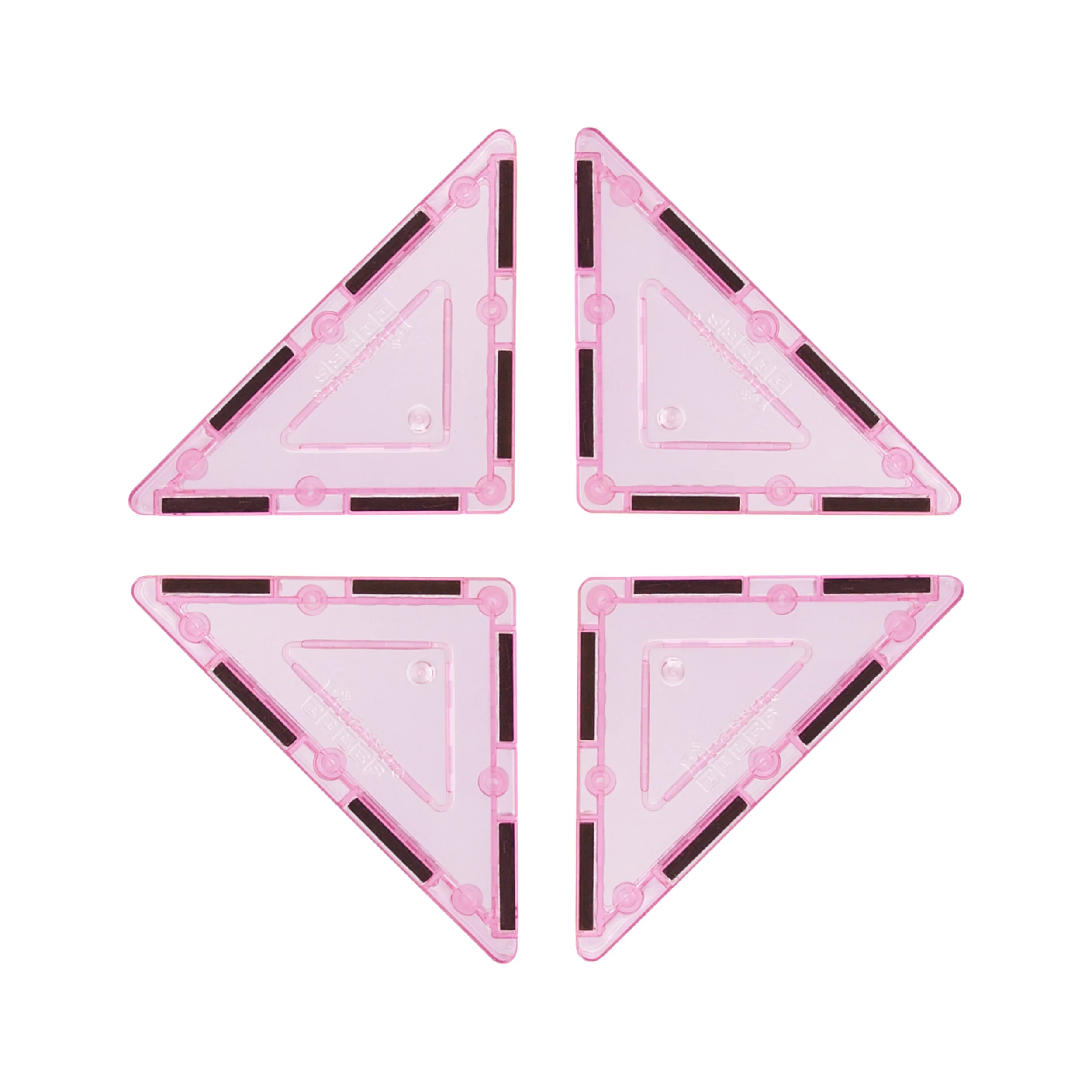 PicassoTiles 4pc Pink Magnetic Tile Right Triangle Pick-A-Part Set