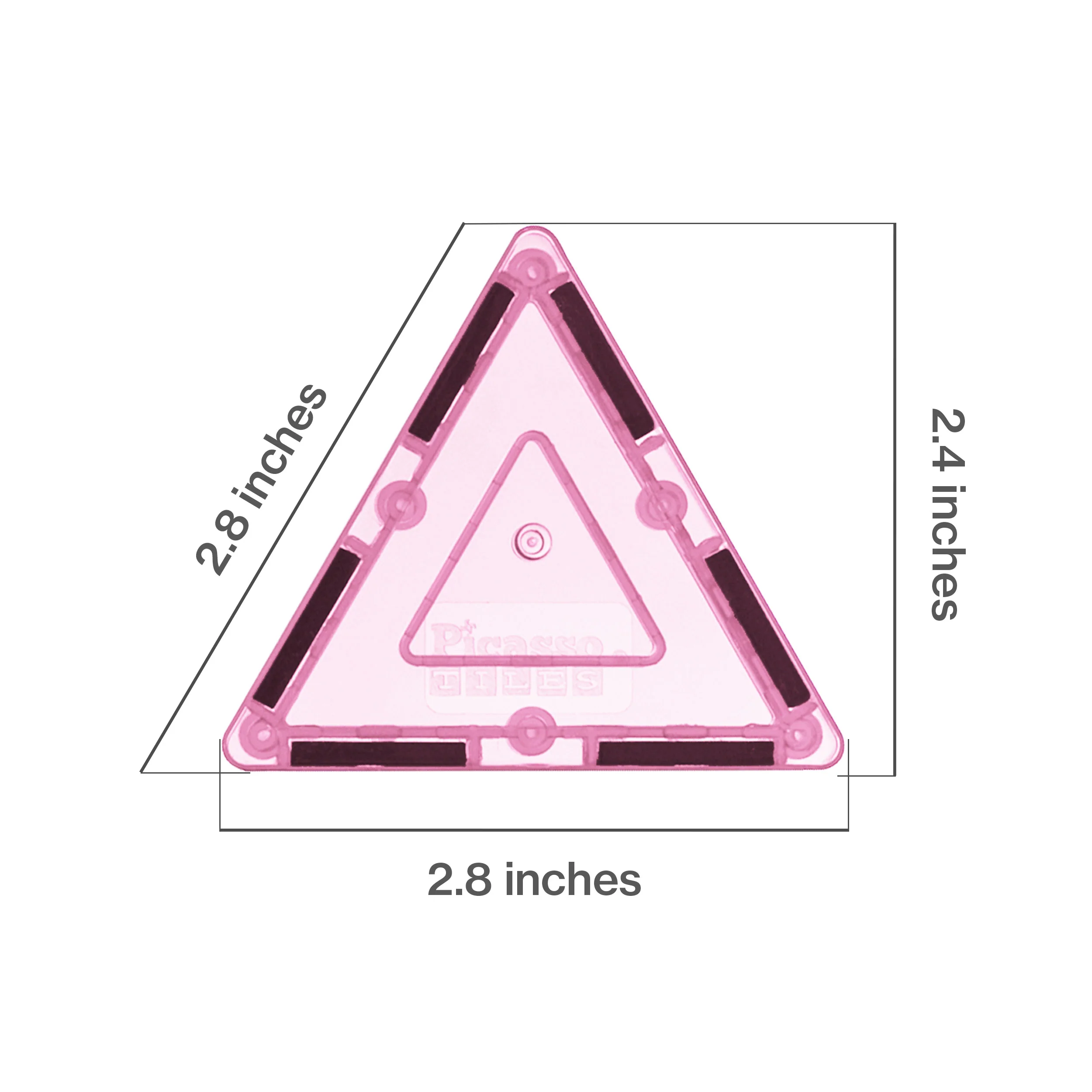 PicassoTiles 4 Piece Pink Small Triangle Magnetic Tiles - Image 2