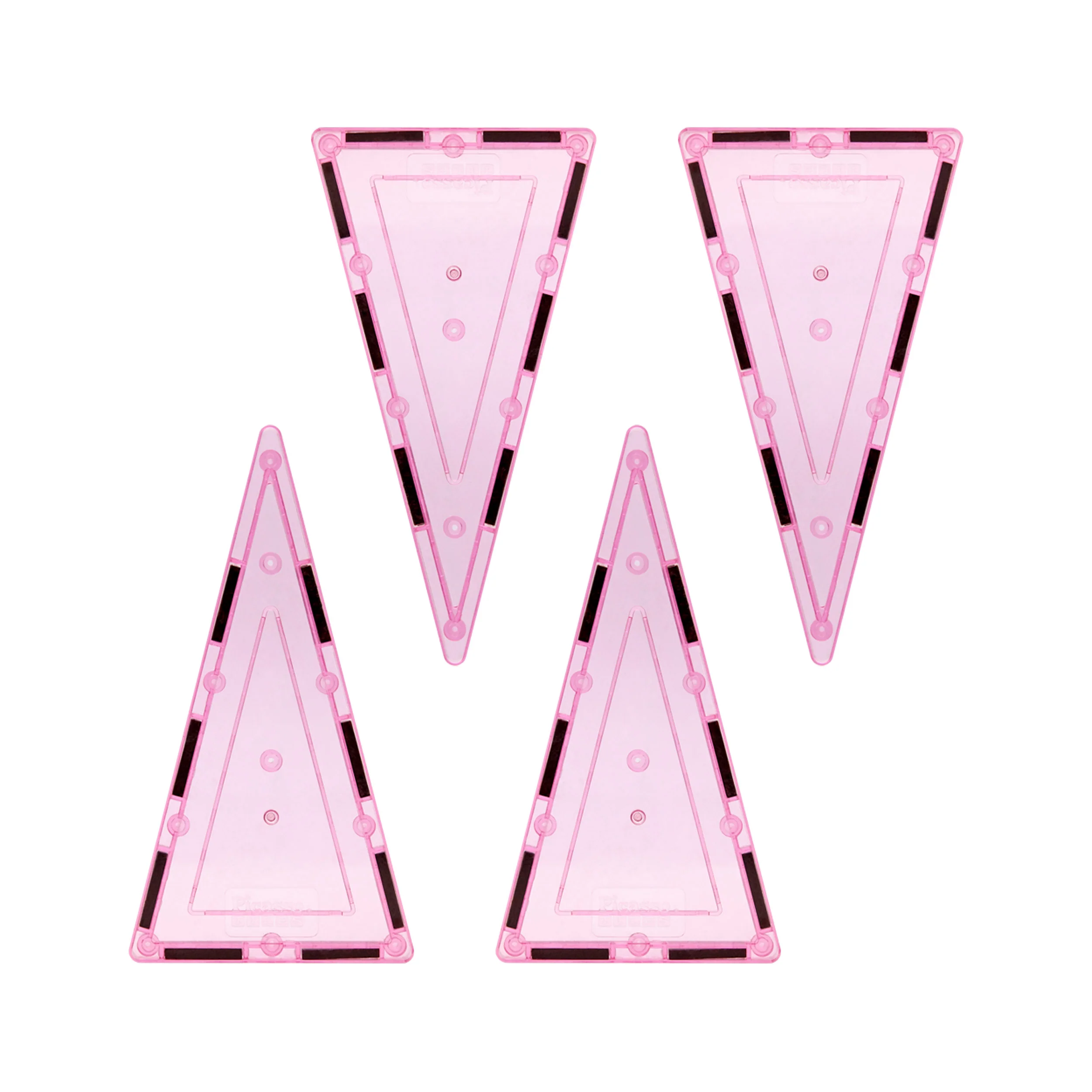 PicassoTiles 4 Piece Pink Tall Triangle Magnetic Tiles