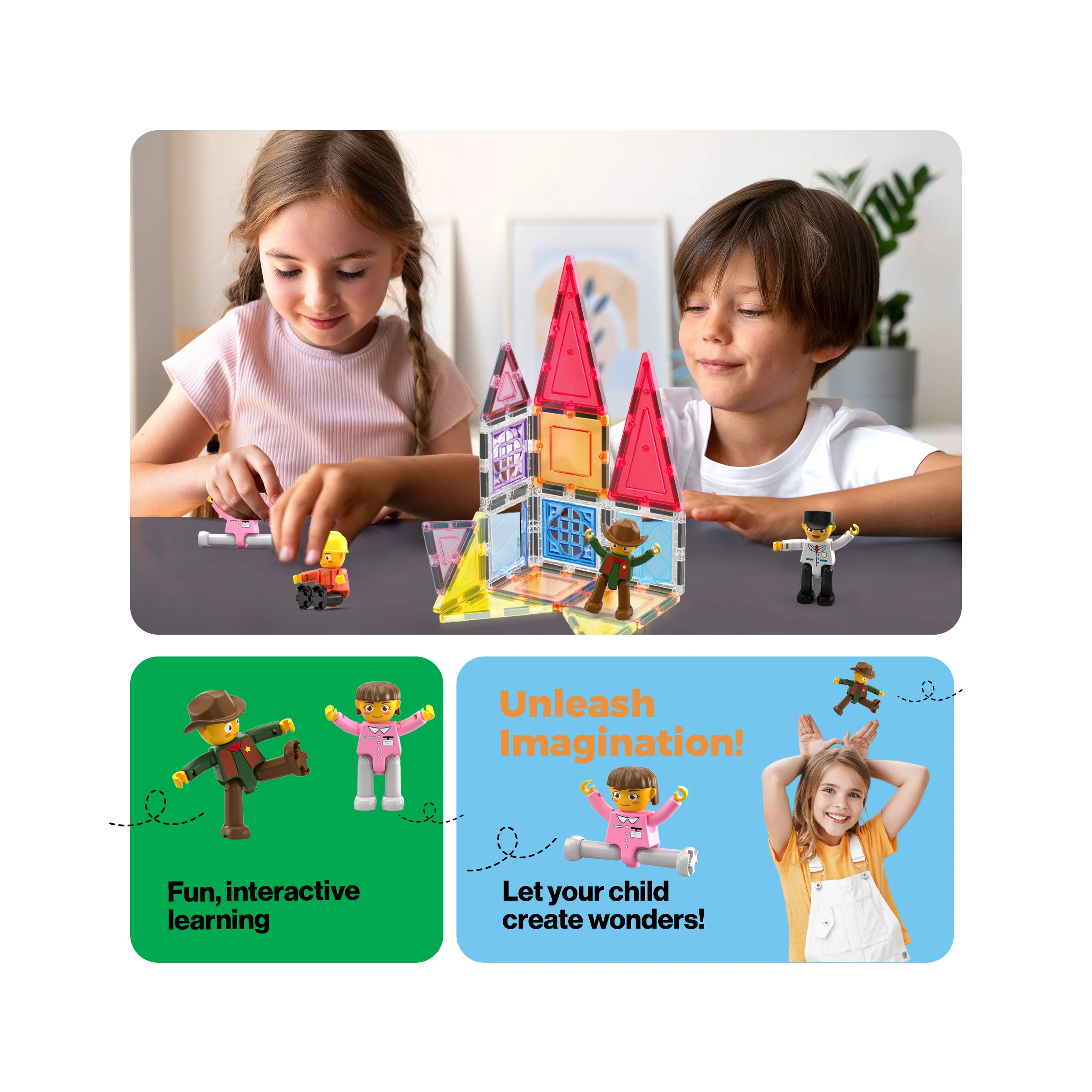 PicassoTiles 4 Piece Career Character Action Figure Magnet Tile Playset - Image 5