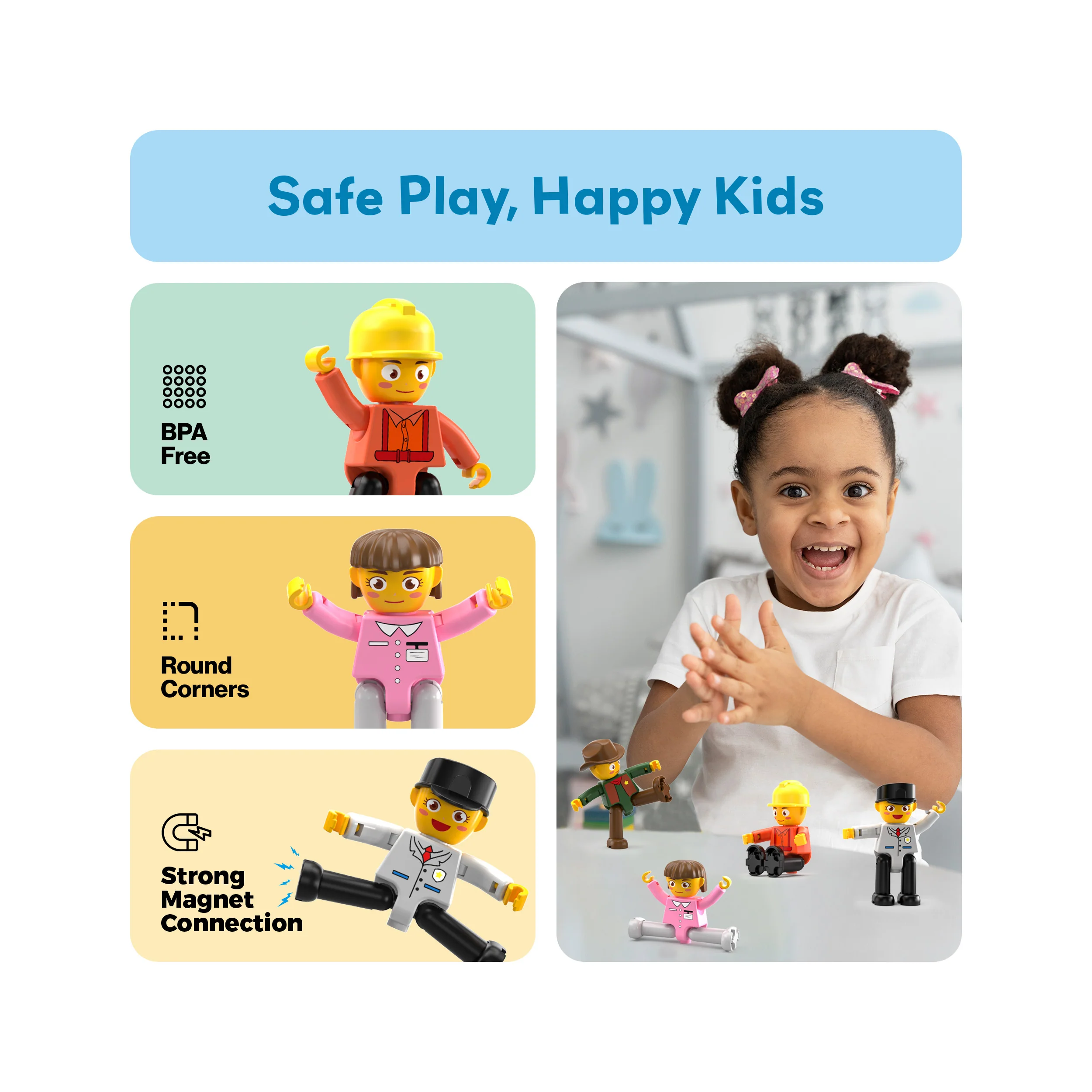 PicassoTiles 4 Piece Career Character Action Figure Magnet Tile Playset - Image 6