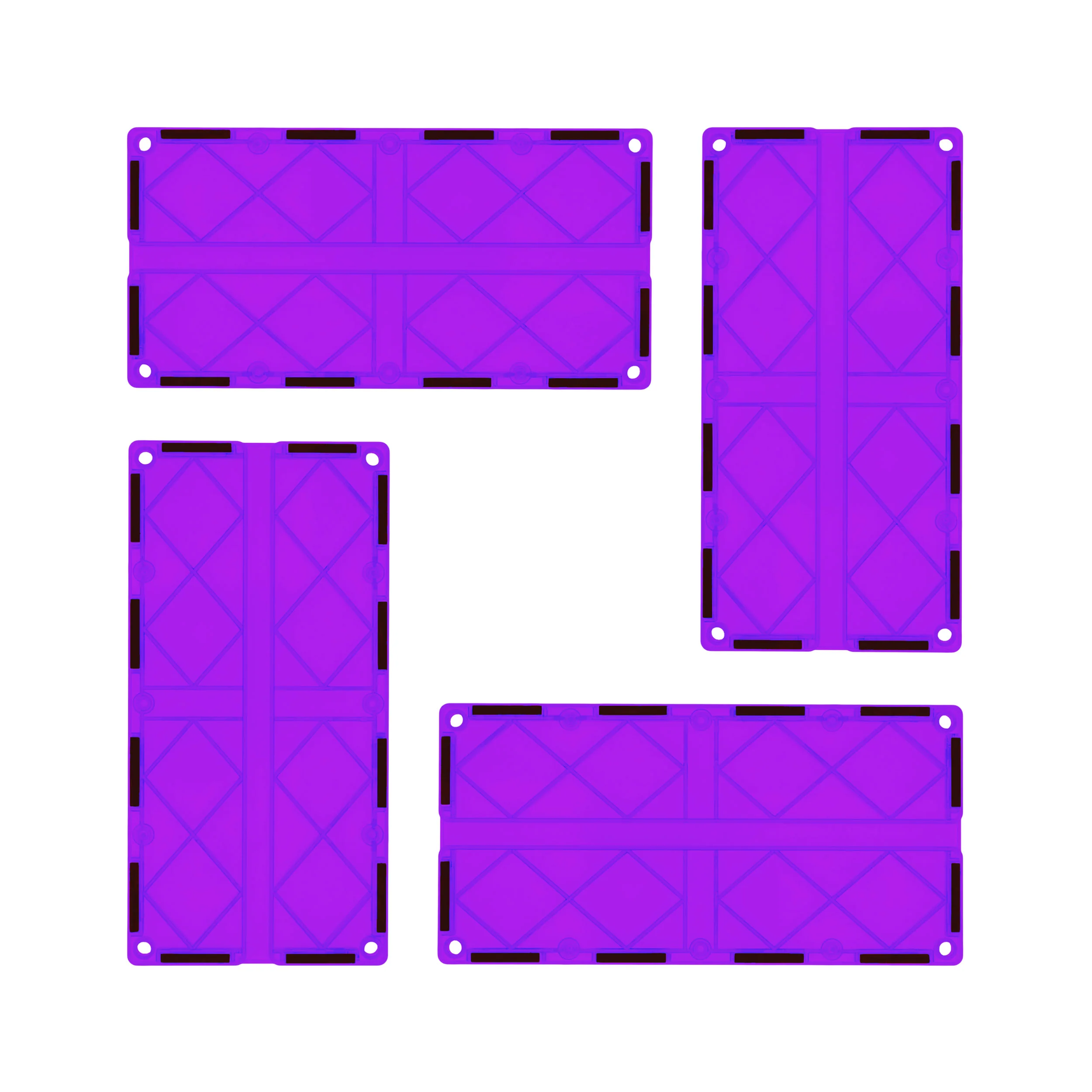 PicassoTiles 4 Piece Purple Race Car Track Long Magnetic Tiles
