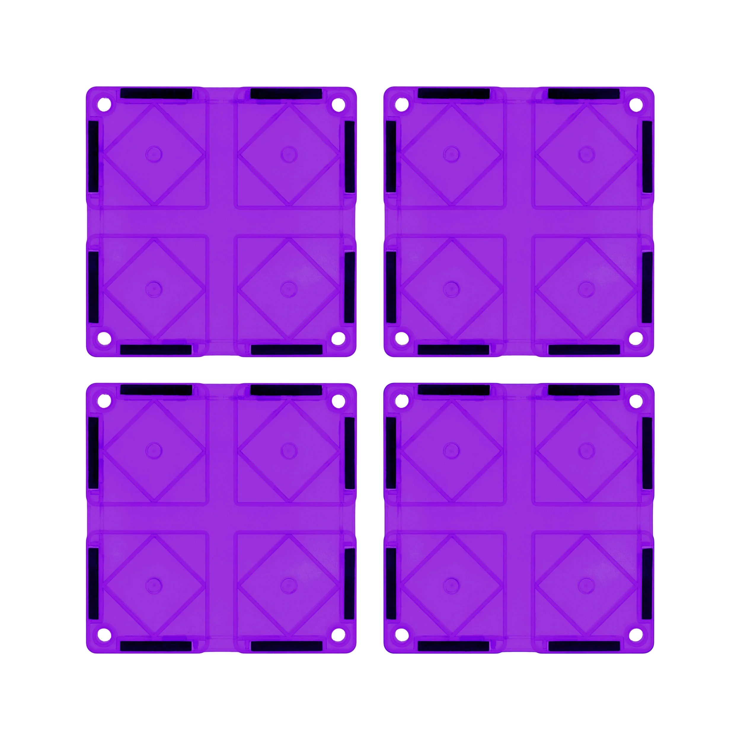 PicassoTiles 4 Piece Purple Race Car Track Short Magnetic Tiles
