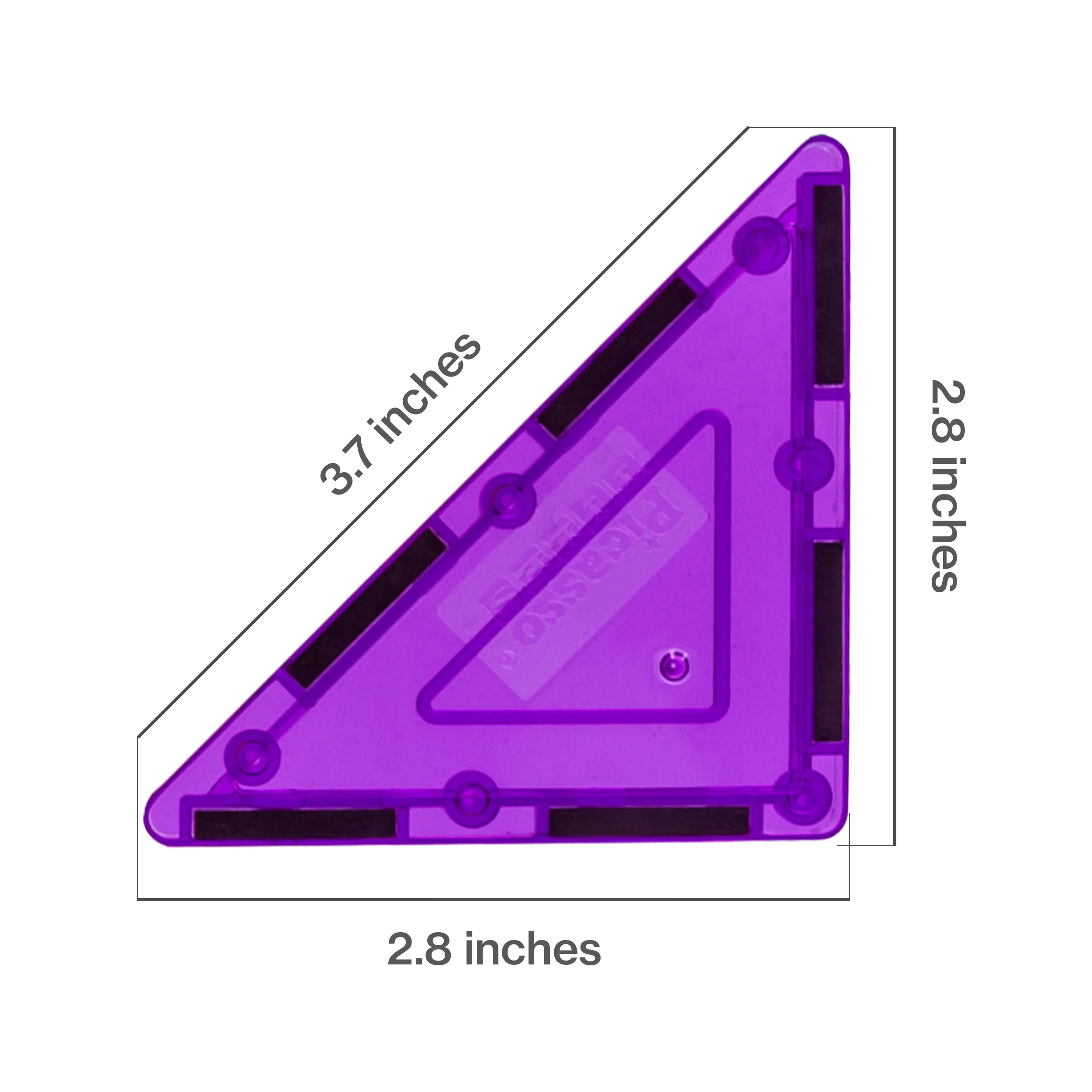 PicassoTiles 4 Piece Purple Right Triangle Magnetic Tiles - Image 2