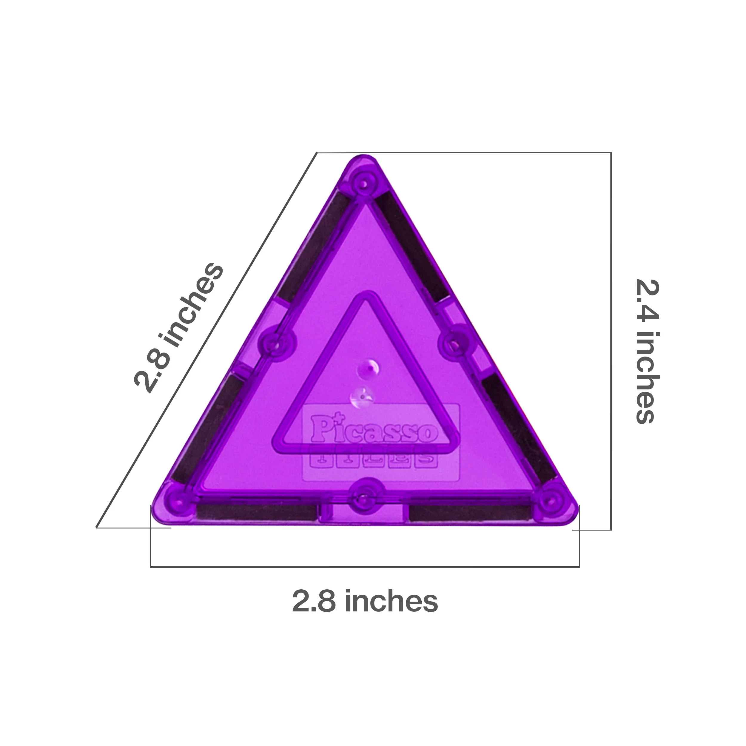 PicassoTiles 4 Piece Purple Small Triangle Magnetic Tiles - Image 2