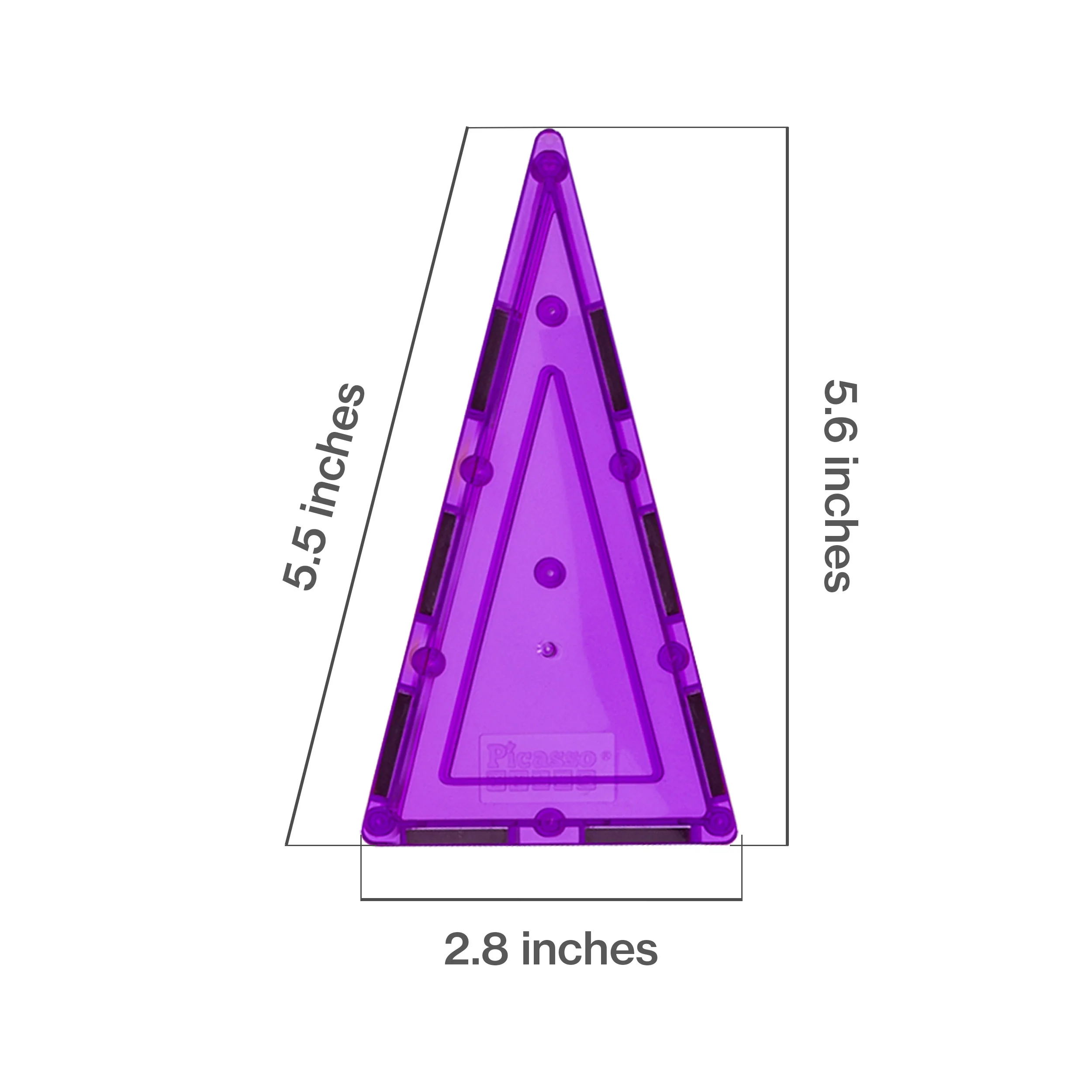 PicassoTiles 4 Piece Purple Tall Triangle Magnetic Tiles - Image 2