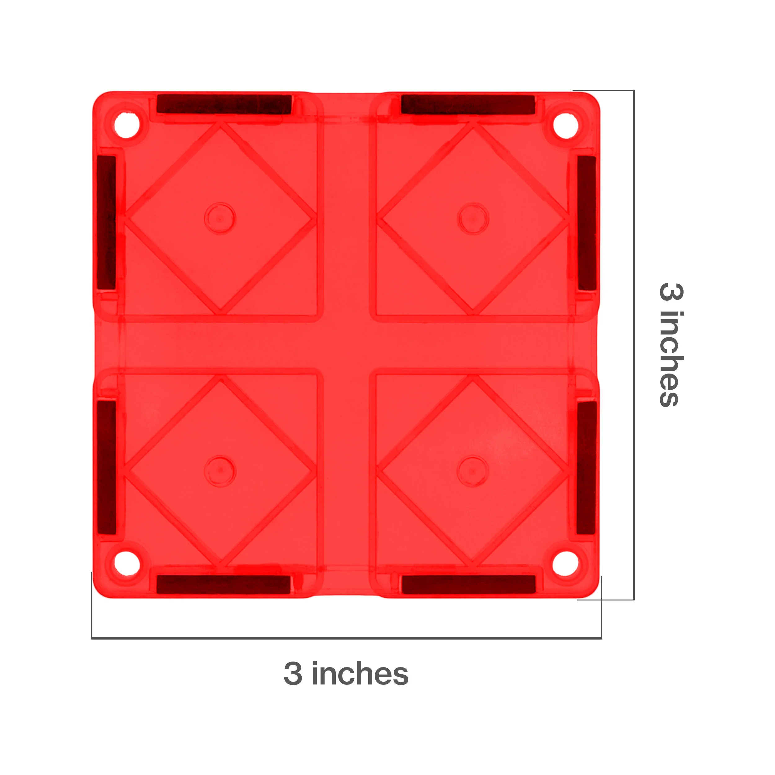 PicassoTiles 4 Piece Red Race Car Track Short Magnetic Tiles - Image 2
