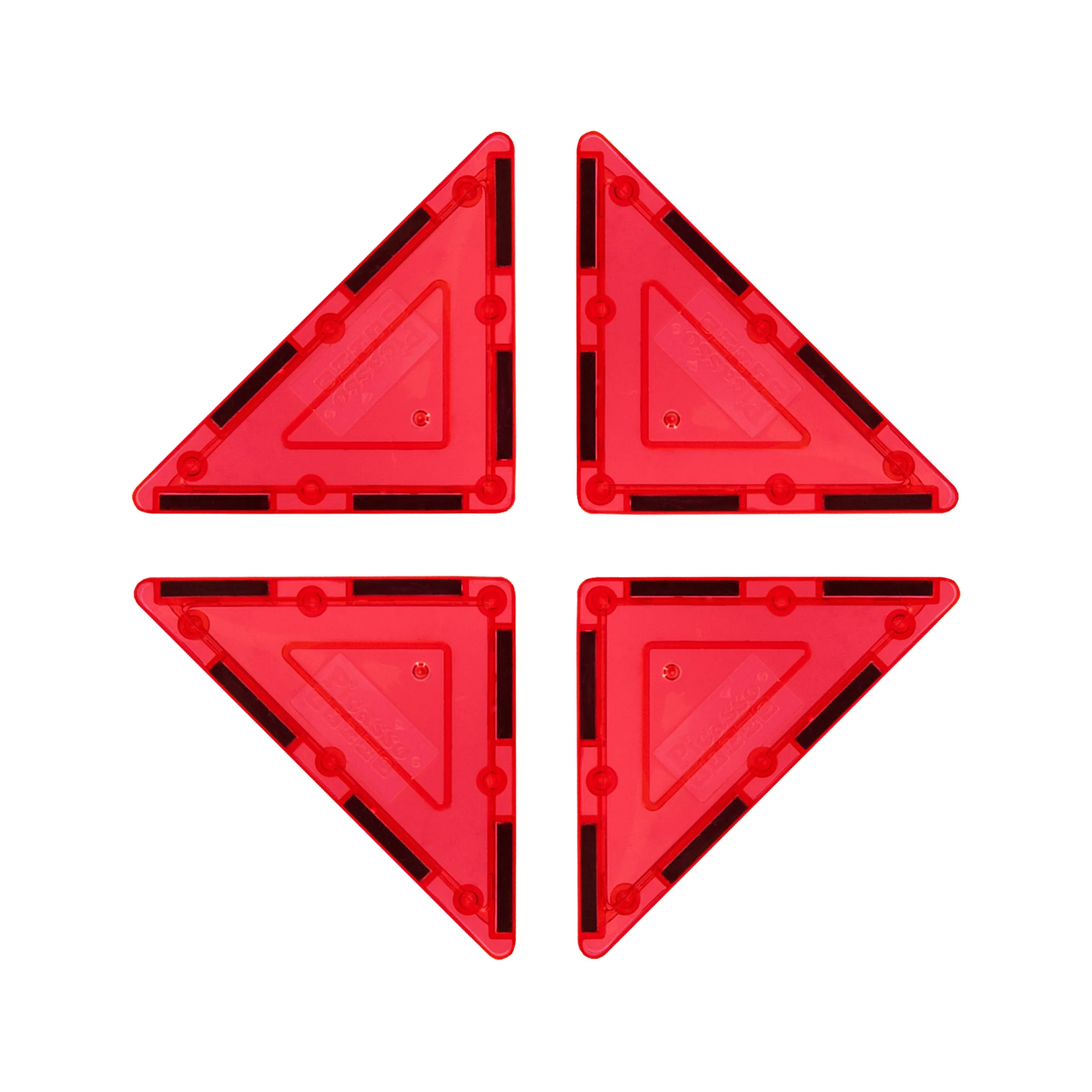 PicassoTiles 4 Piece Red Right Triangle Magnetic Tiles