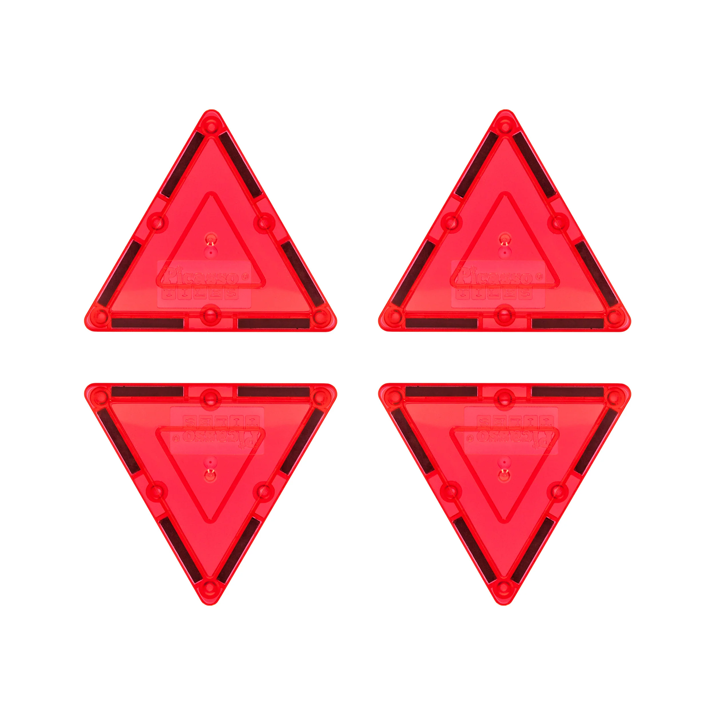 PicassoTiles 4 Piece Red Small Triangle Magnetic Tiles
