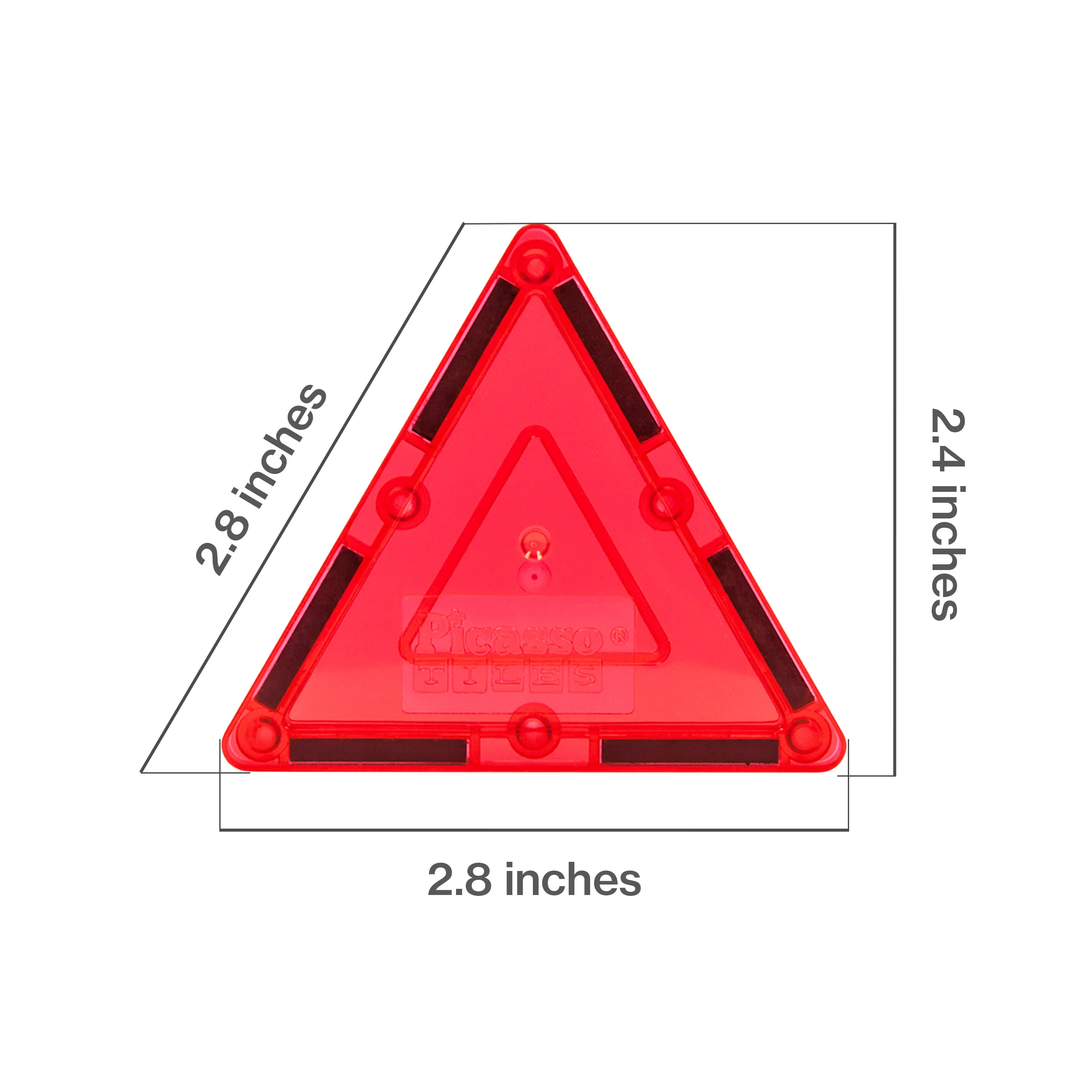 PicassoTiles 4 Piece Red Small Triangle Magnetic Tiles - Image 2