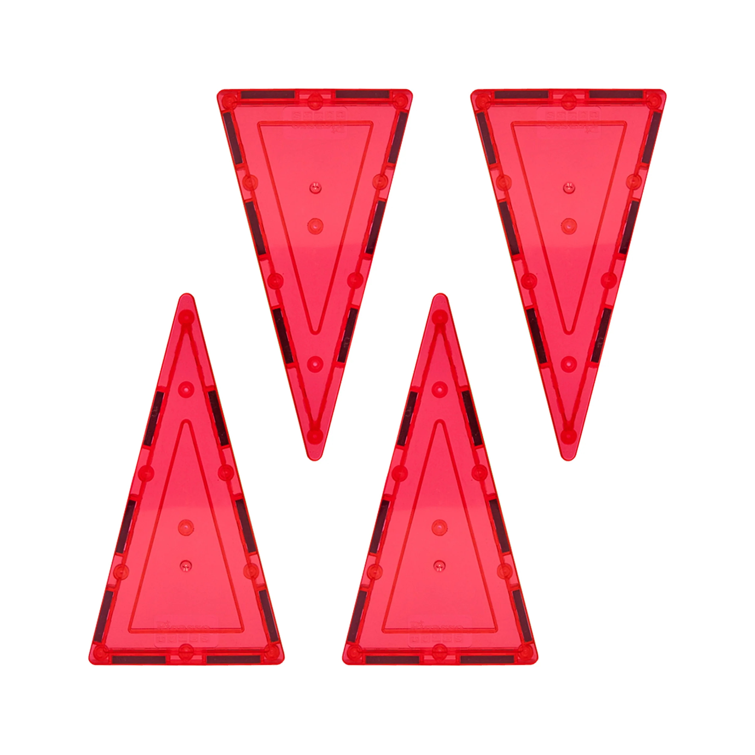 PicassoTiles 4 Piece Red Tall Triangle Magnetic Tiles