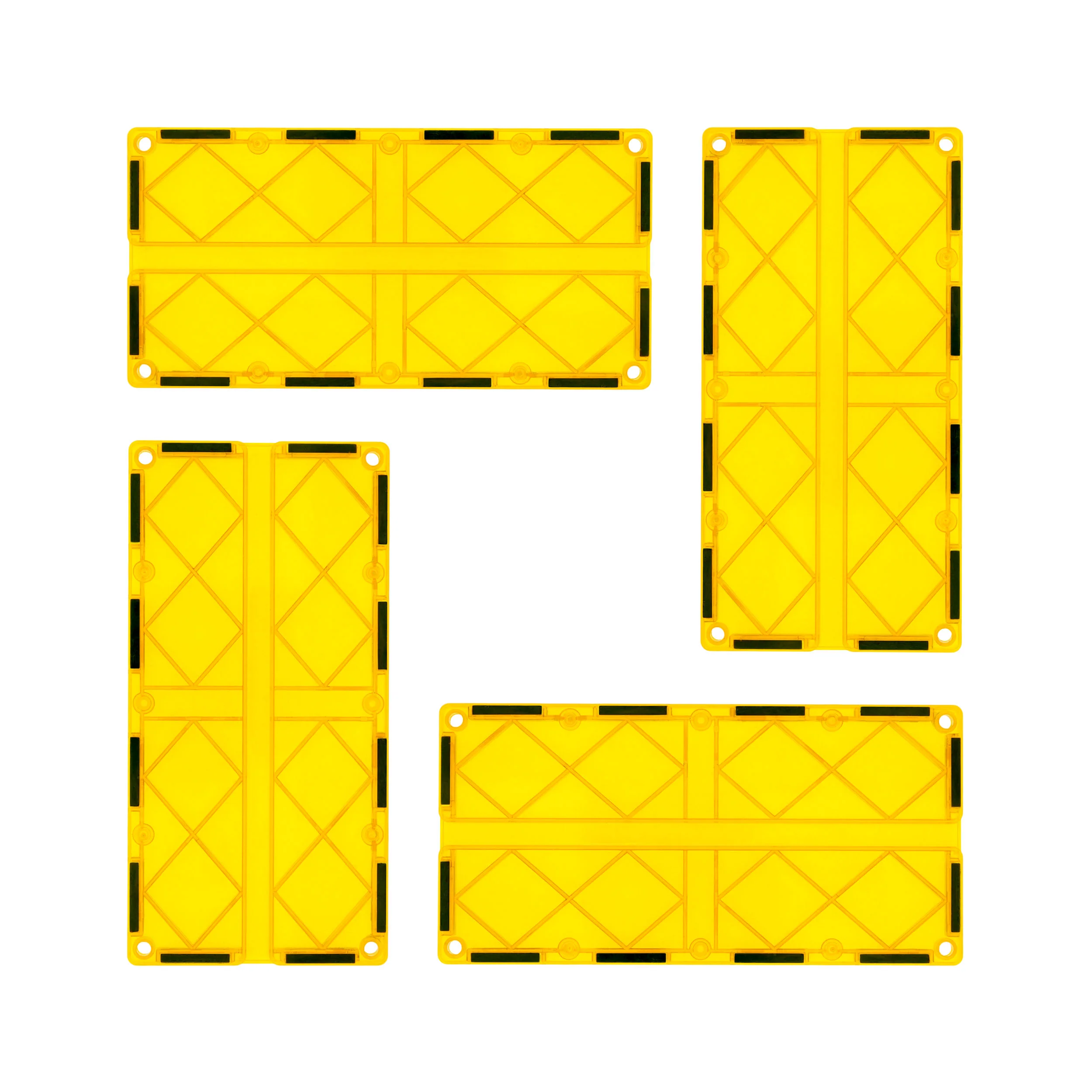 PicassoTiles 4 Piece Yellow Race Car Track Long Magnetic Tiles