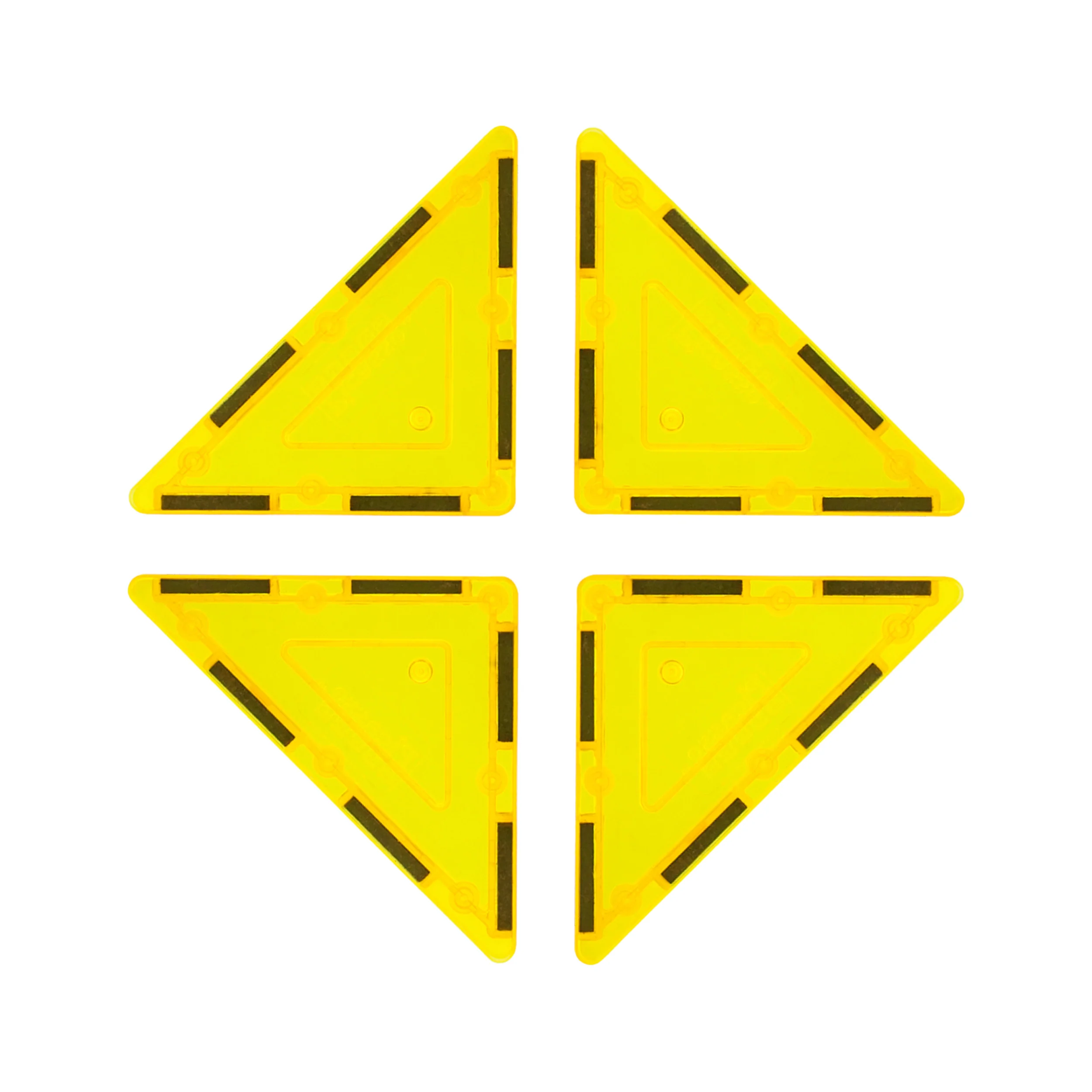 PicassoTiles 4 Piece Yellow Right Triangle Magnetic Tiles