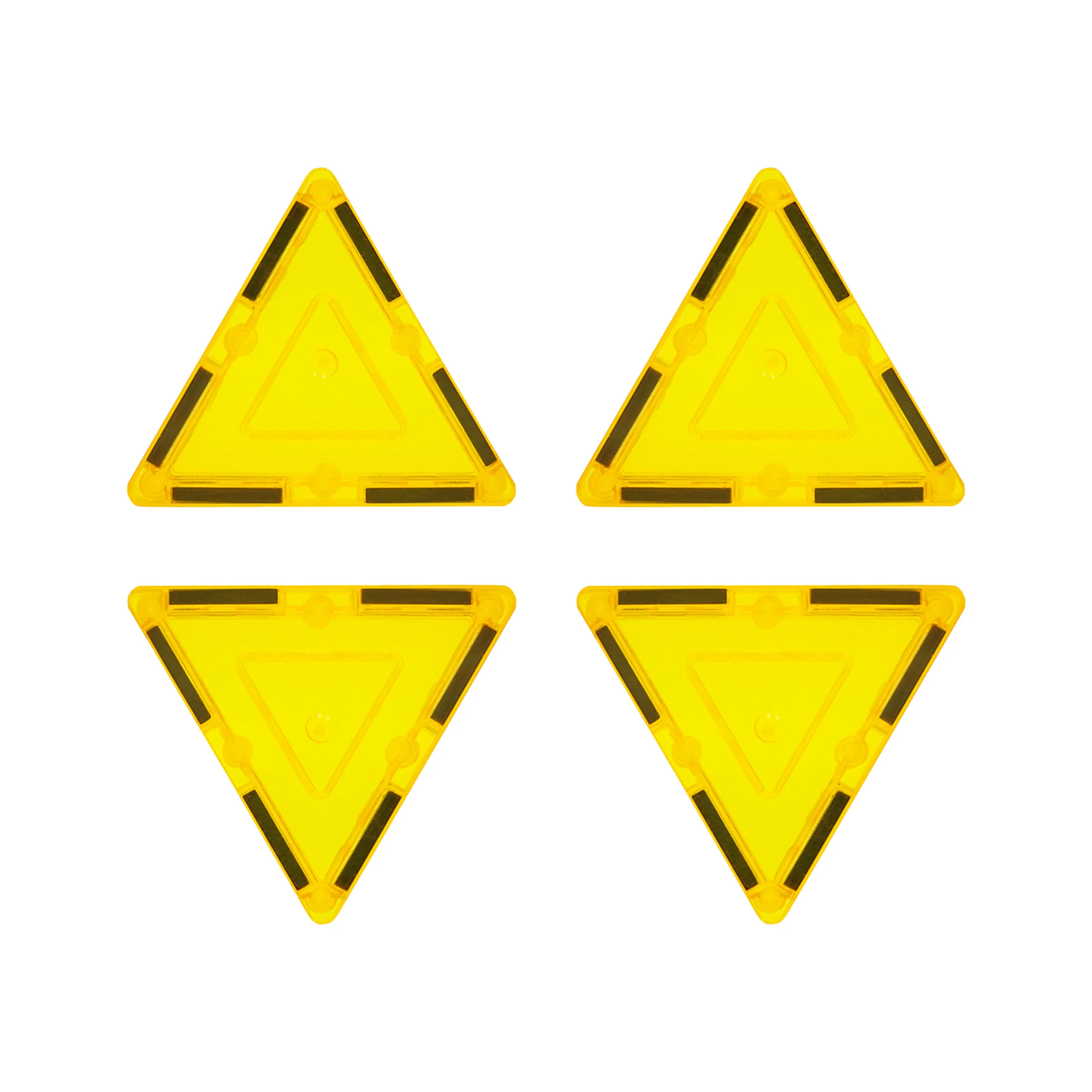 PicassoTiles 4pc Yellow Magnetic Tile Small Triangle Pick-A-Part Set