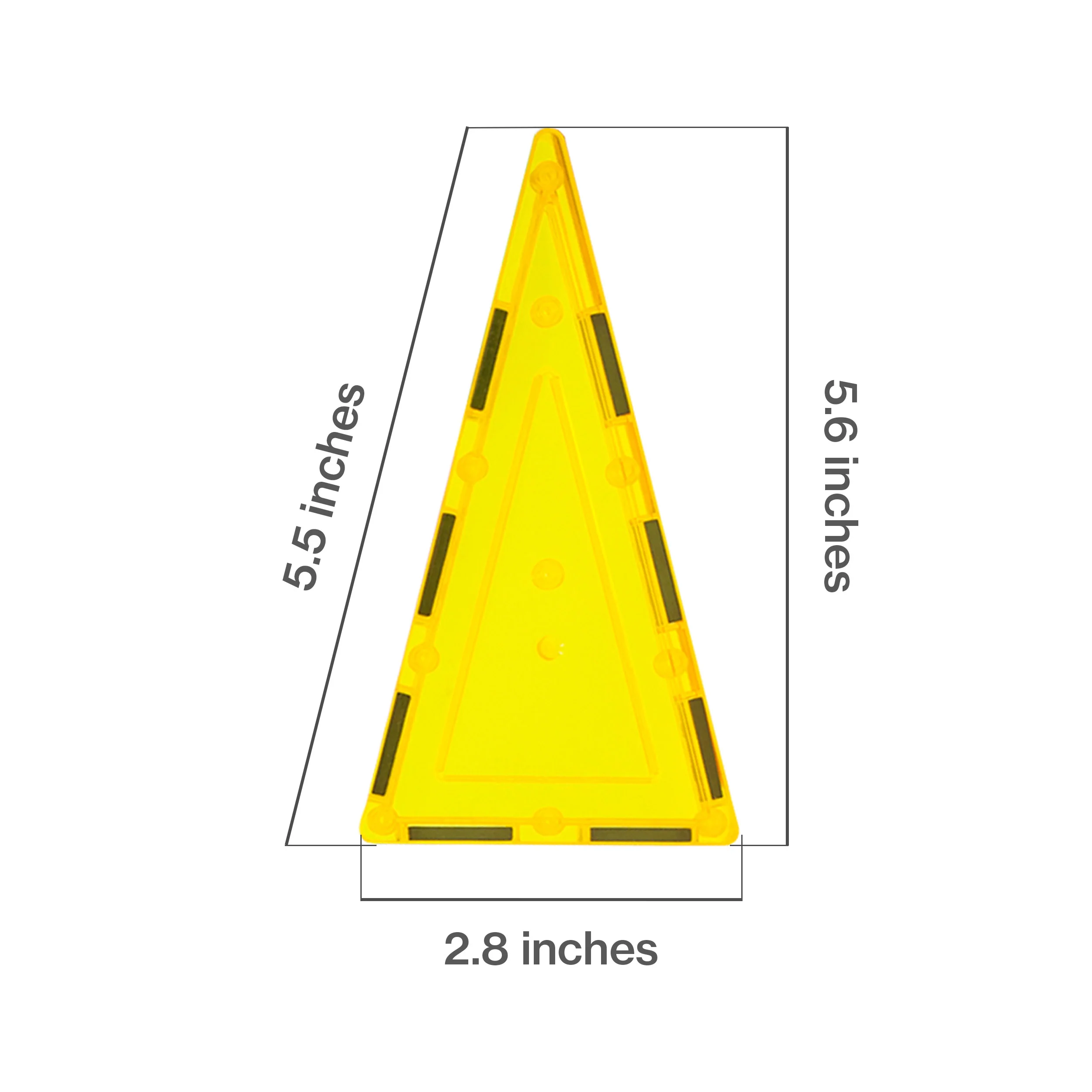 PicassoTiles 4 Piece Yellow Tall Triangle Magnetic Tiles - Image 2