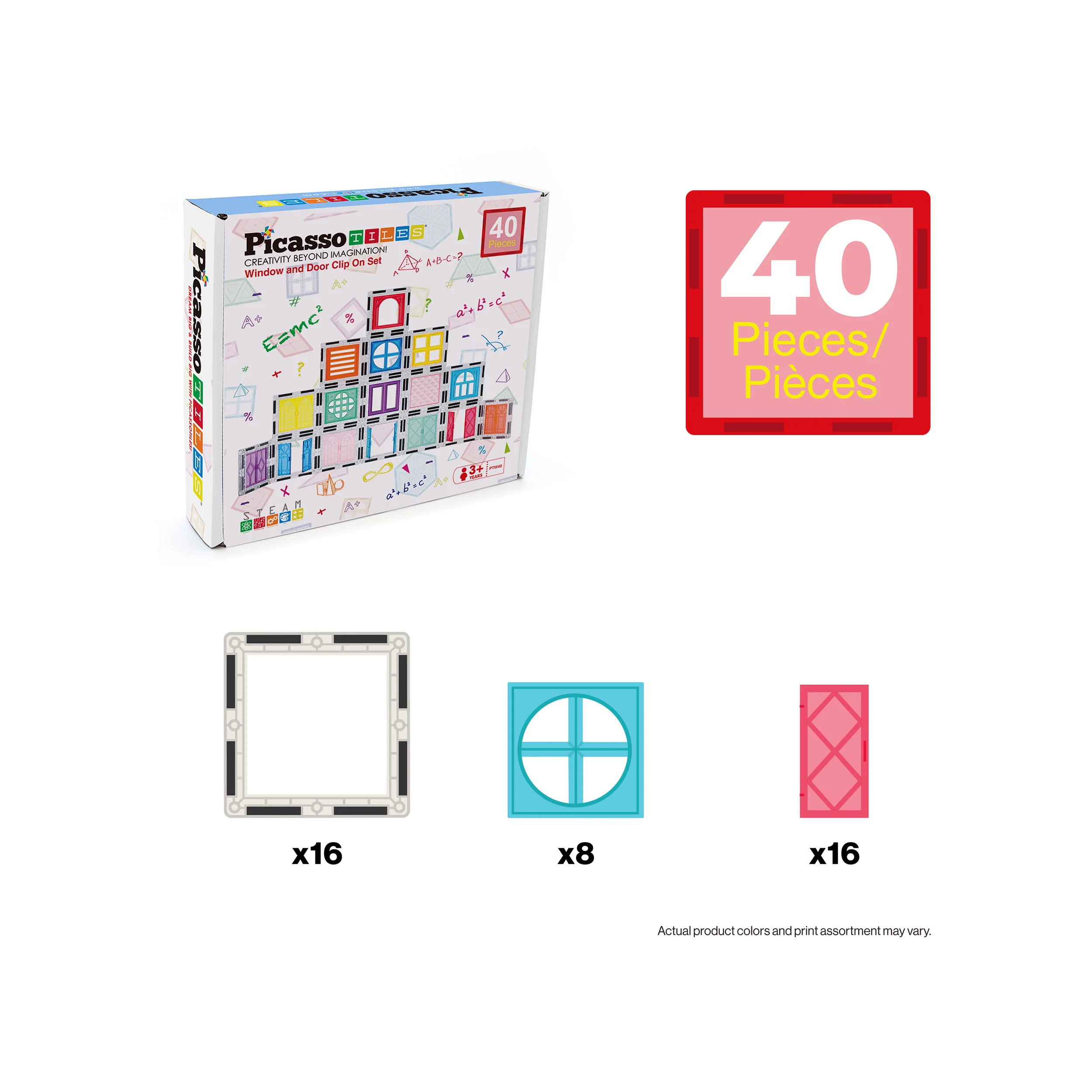 PicassoTiles Magnetic Tiles Windows & Doors Clip-On Set (40 Pieces) - Image 3