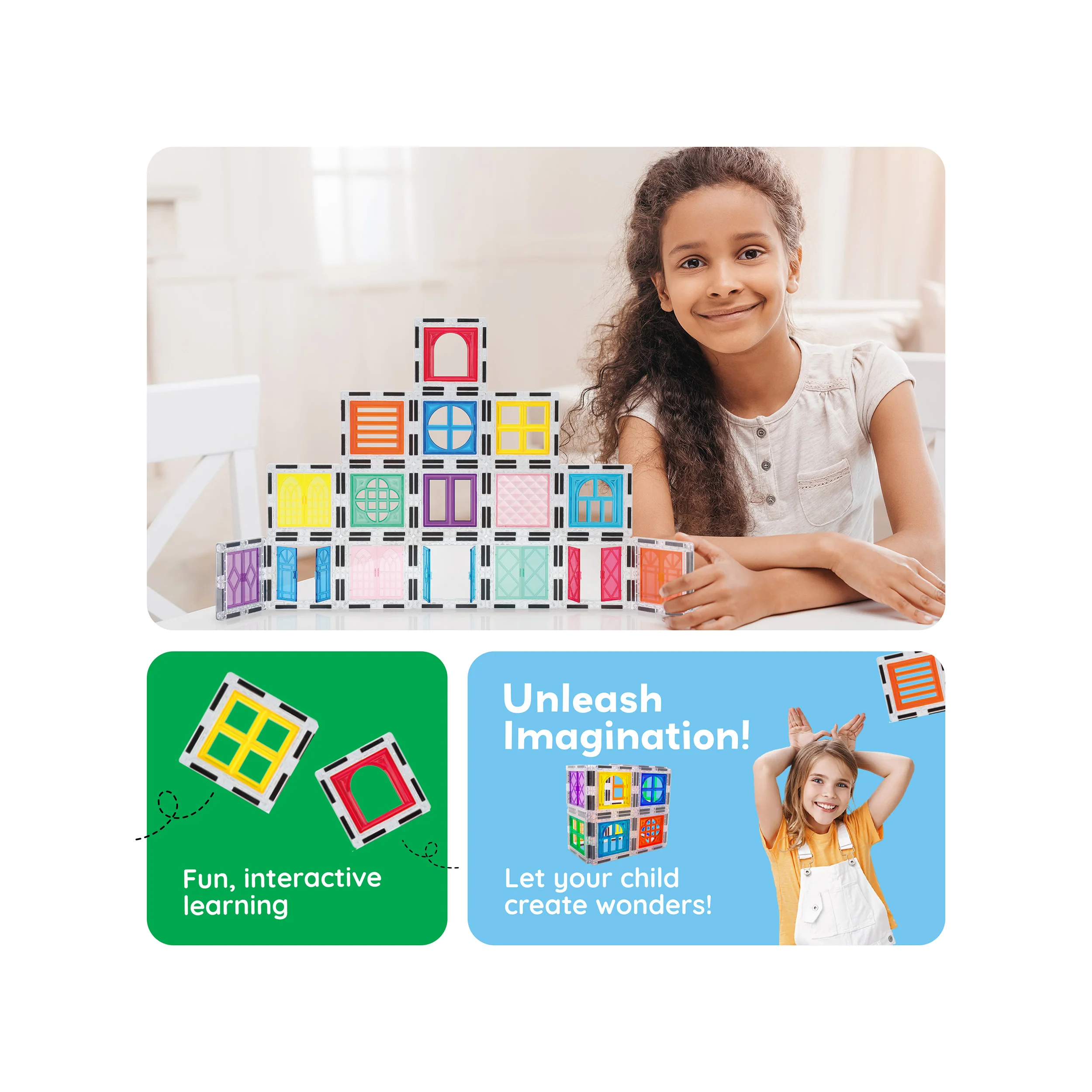 PicassoTiles Magnetic Tiles Windows & Doors Clip-On Set (40 Pieces) - Image 5