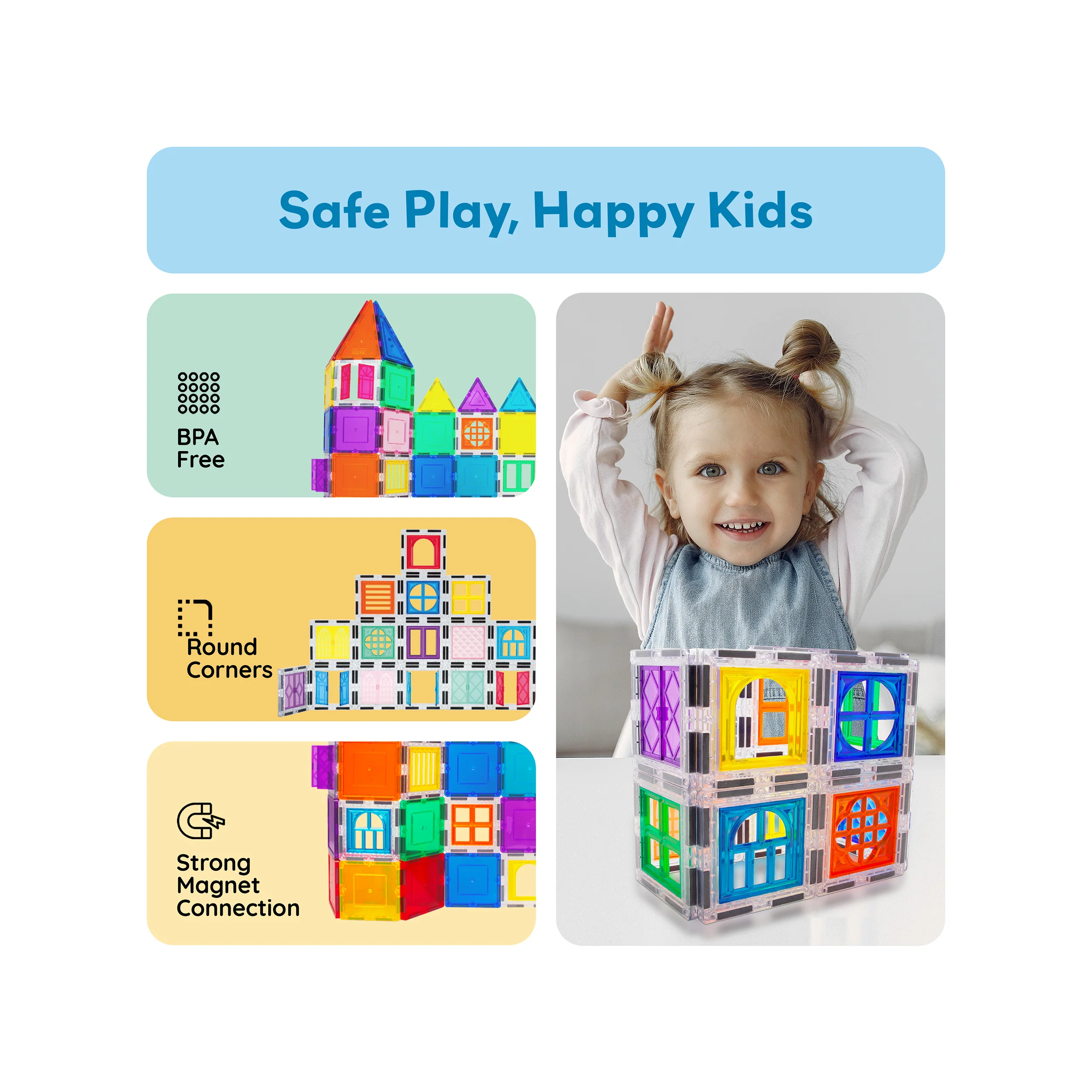 PicassoTiles Magnetic Tiles Windows & Doors Clip-On Set (40 Pieces) - Image 6