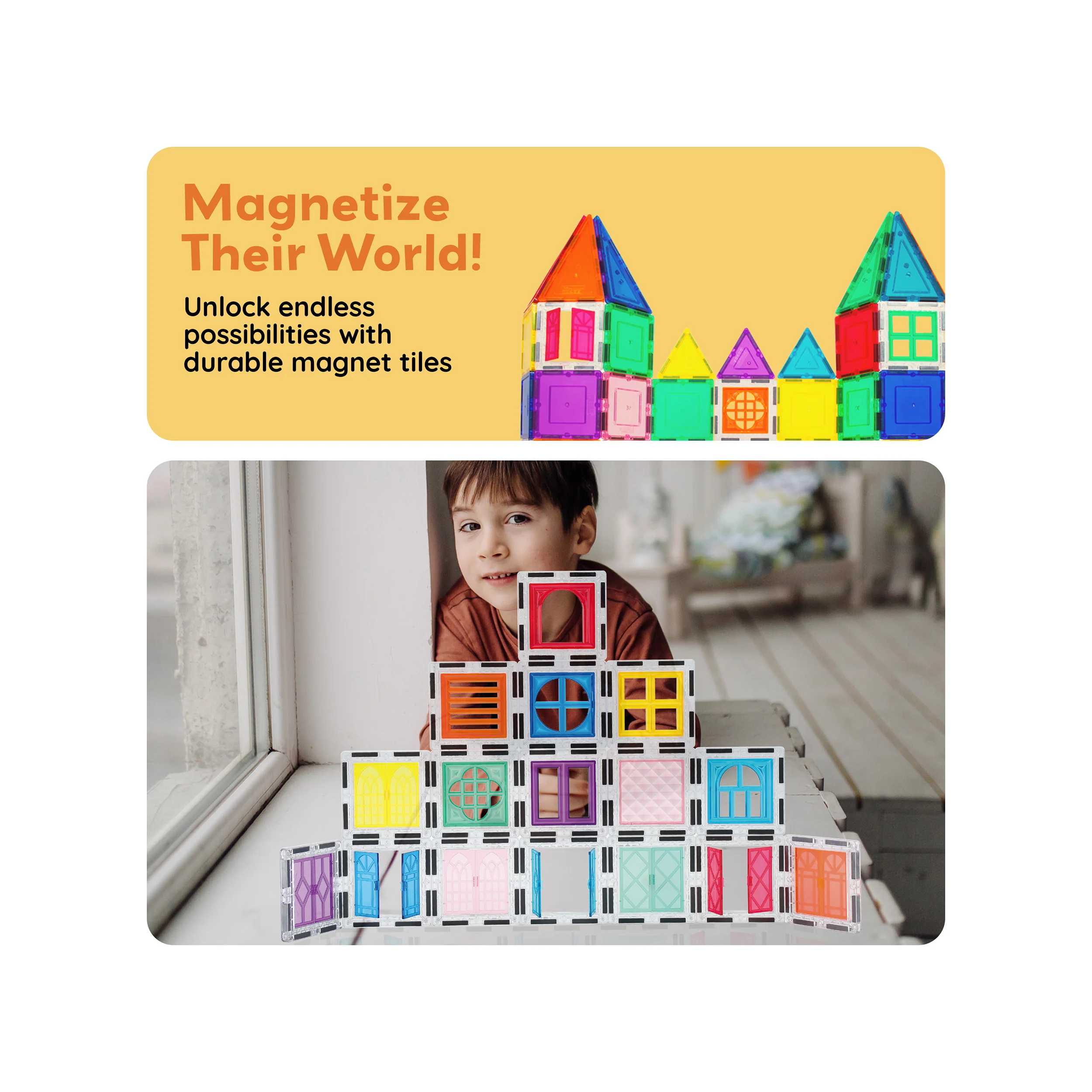 PicassoTiles Magnetic Tiles Windows & Doors Clip-On Set (40 Pieces) - Image 7