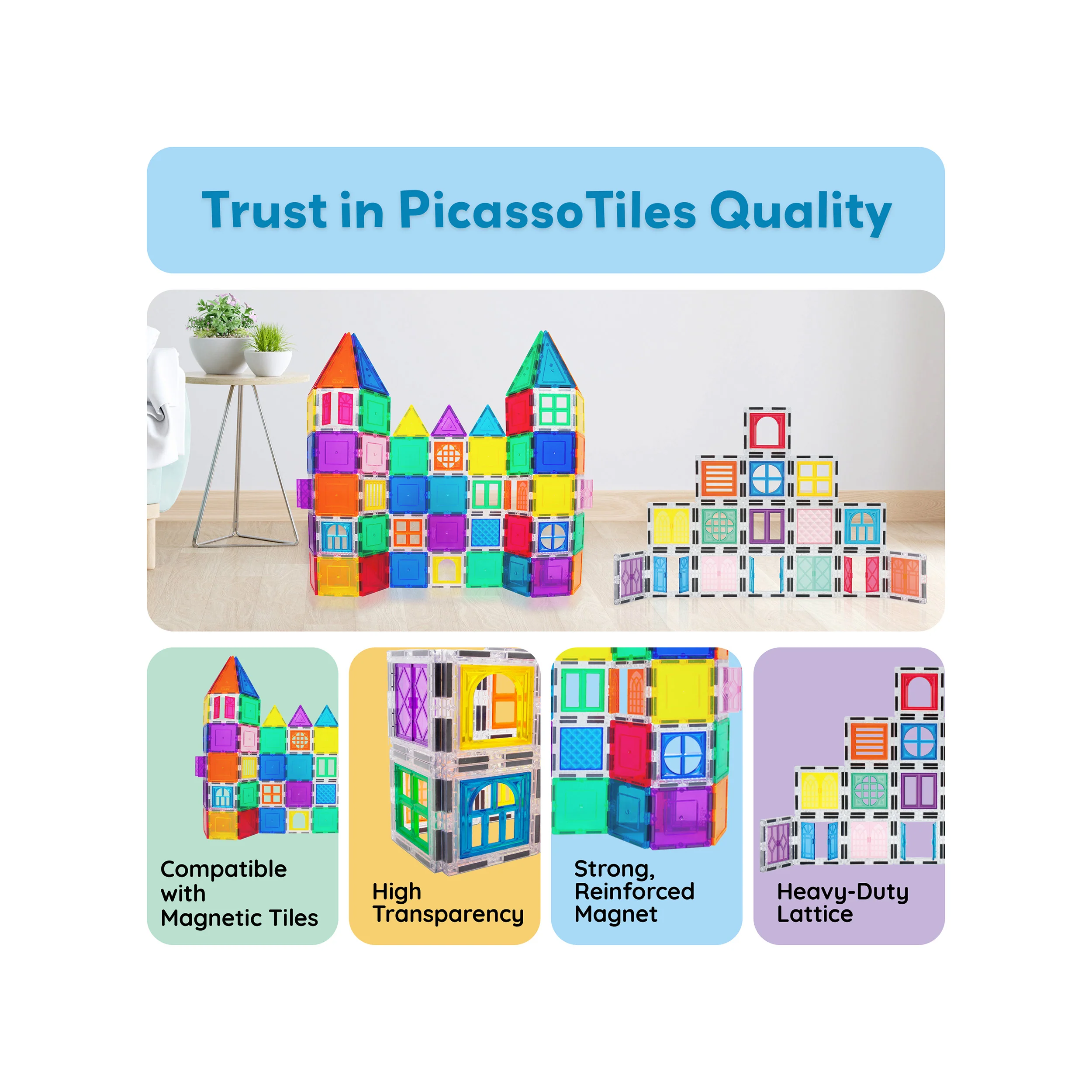 PicassoTiles Magnetic Tiles Windows & Doors Clip-On Set (40 Pieces) - Image 8