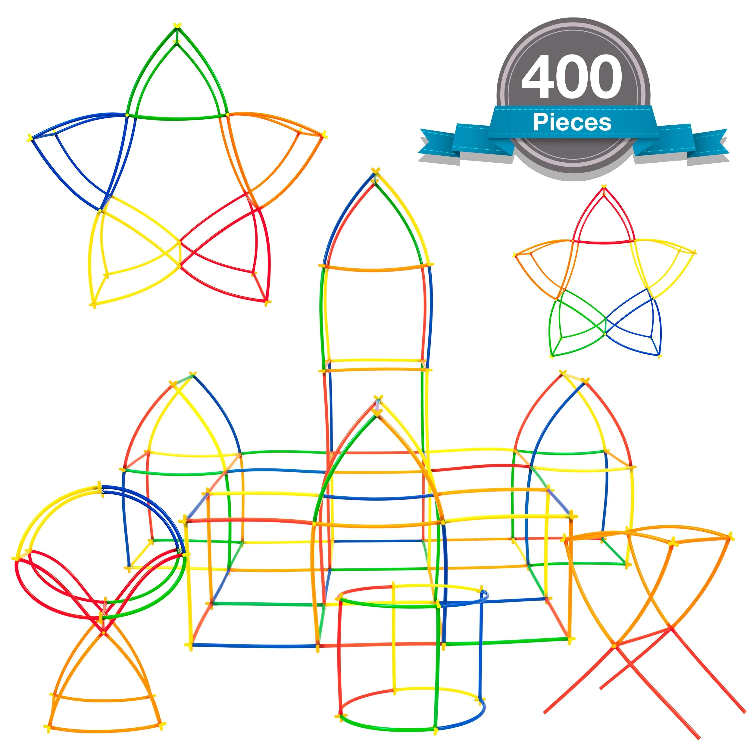 PicassoTiles 400pc Straw Building Set PTS400 - Image 4