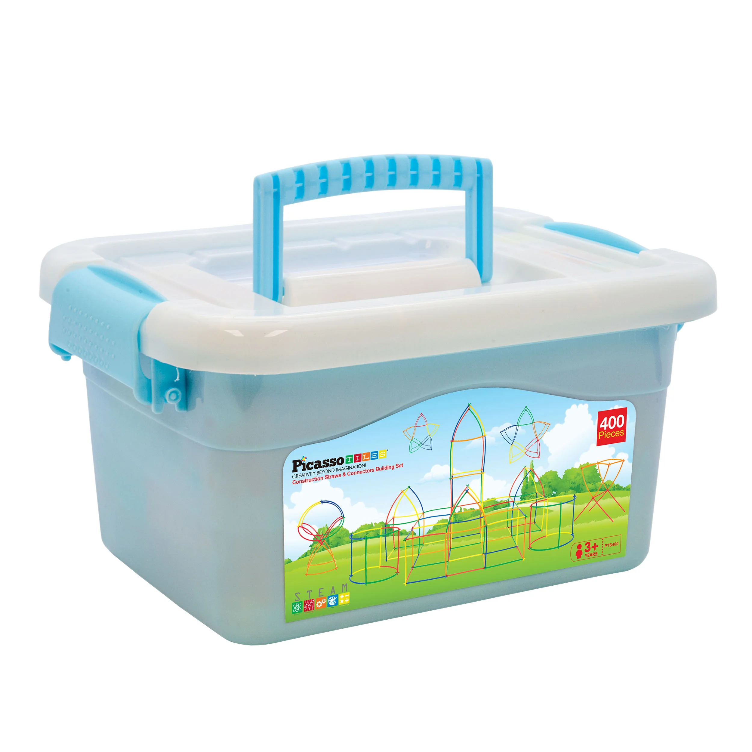 PicassoTiles 400pc Straw Building Set PTS400 - Image 8