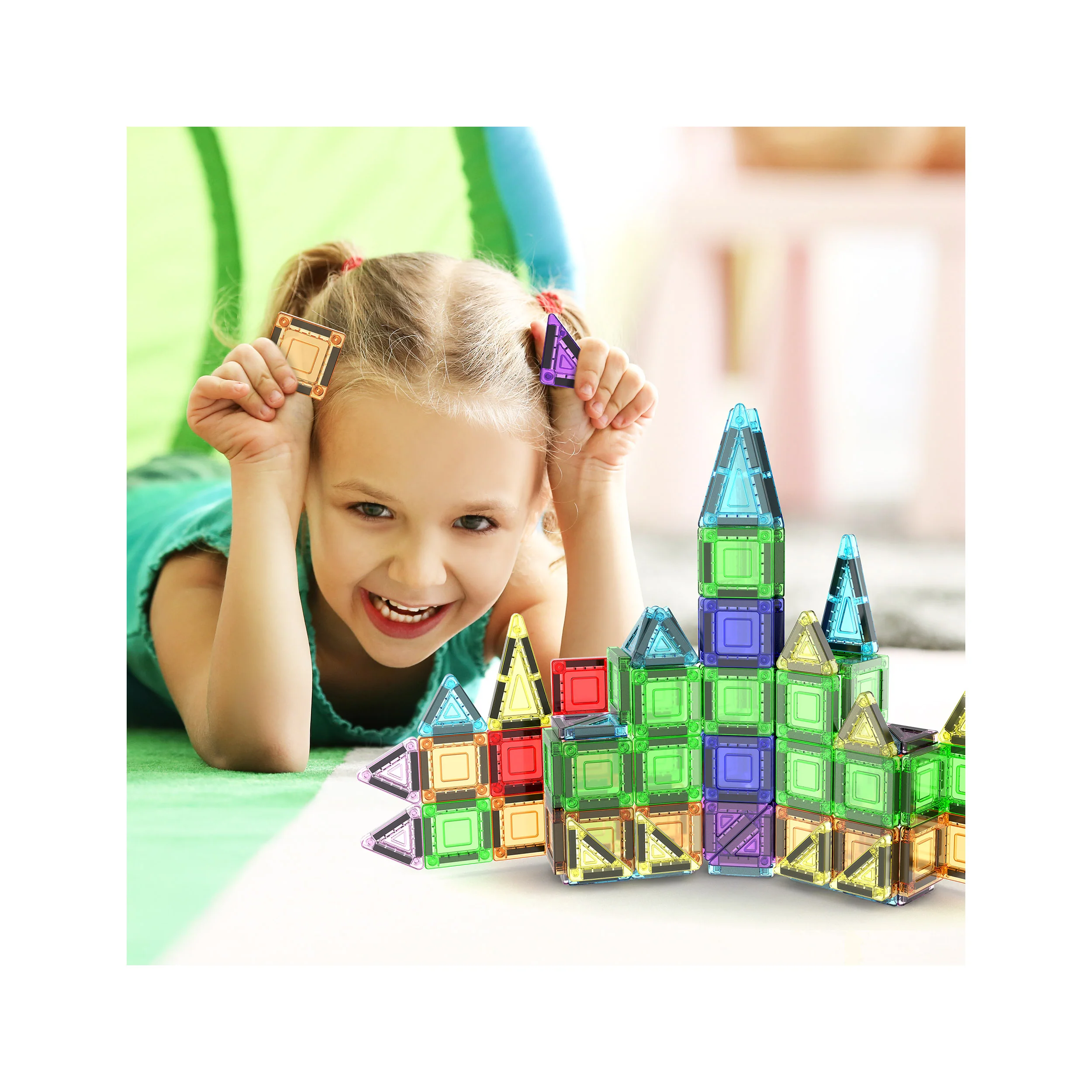 PicassoTiles Nano Magnetic Tiles Travel Set (40 Pieces) with Storage Tin - Image 2