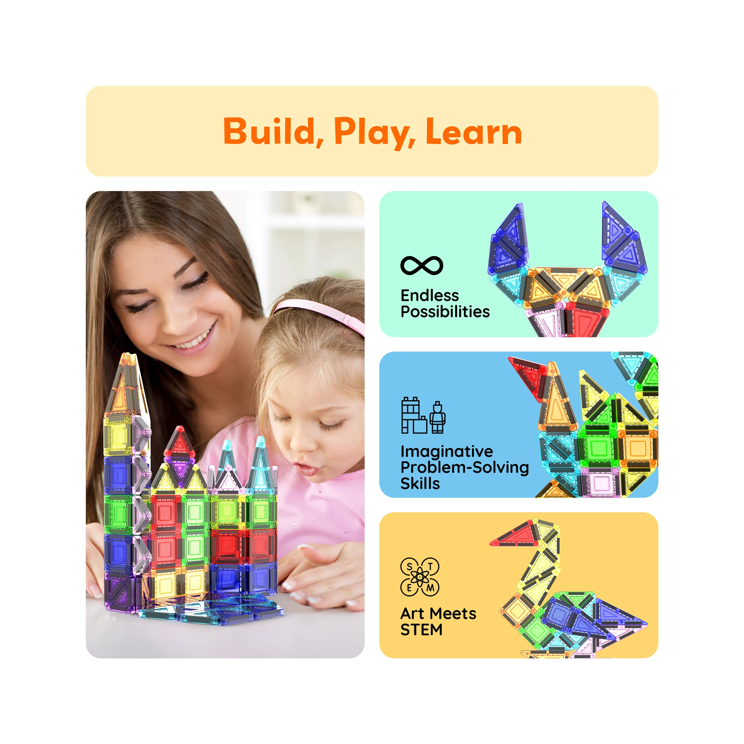 PicassoTiles Nano Magnetic Tiles Travel Set (40 Pieces) with Storage Tin - Image 4