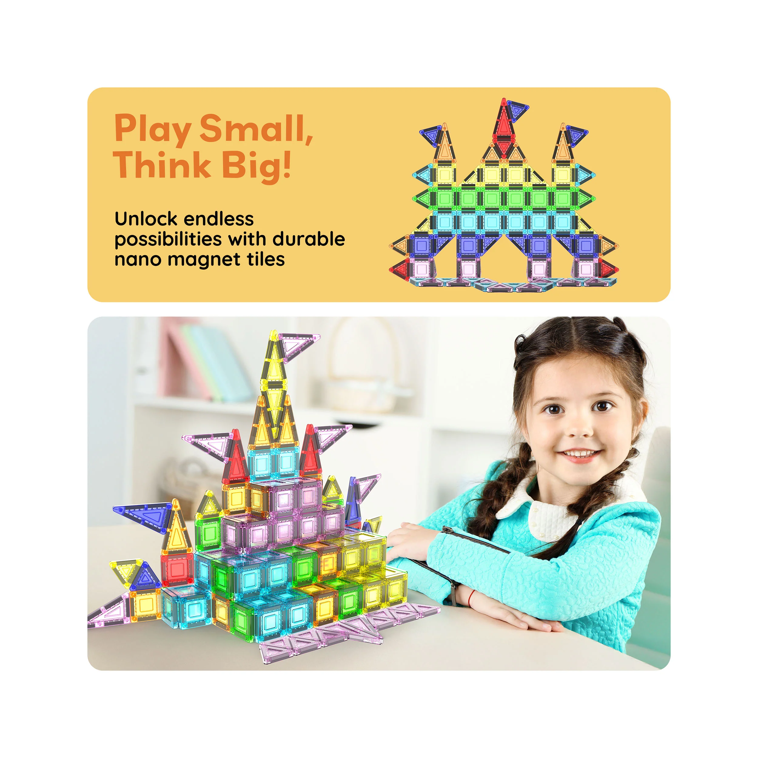 PicassoTiles Nano Magnetic Tiles Travel Set (40 Pieces) with Storage Tin - Image 7