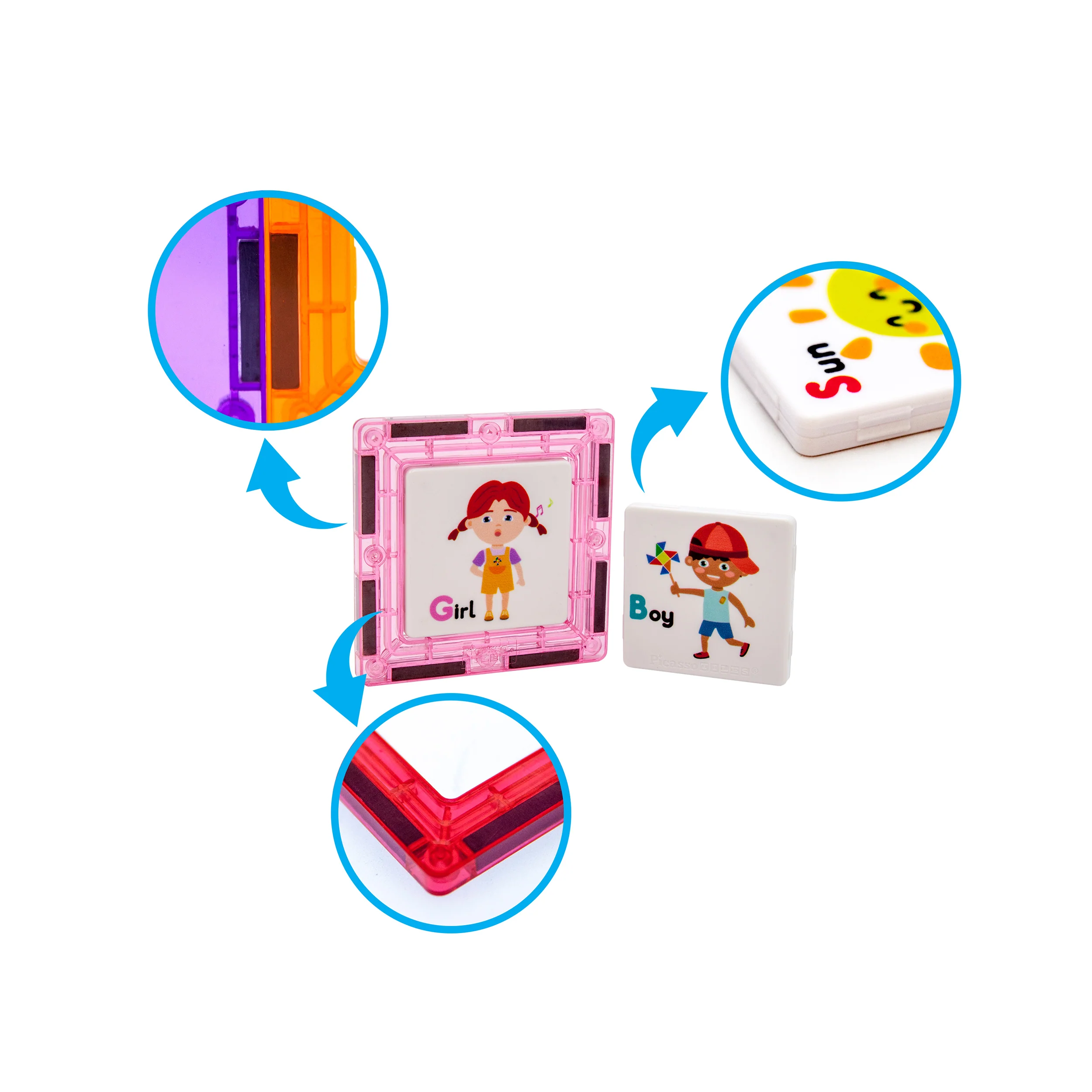 PicassoTiles Magnet Tile Toy Click-In Graphic Art Piece Set - 42 Pieces - Image 7