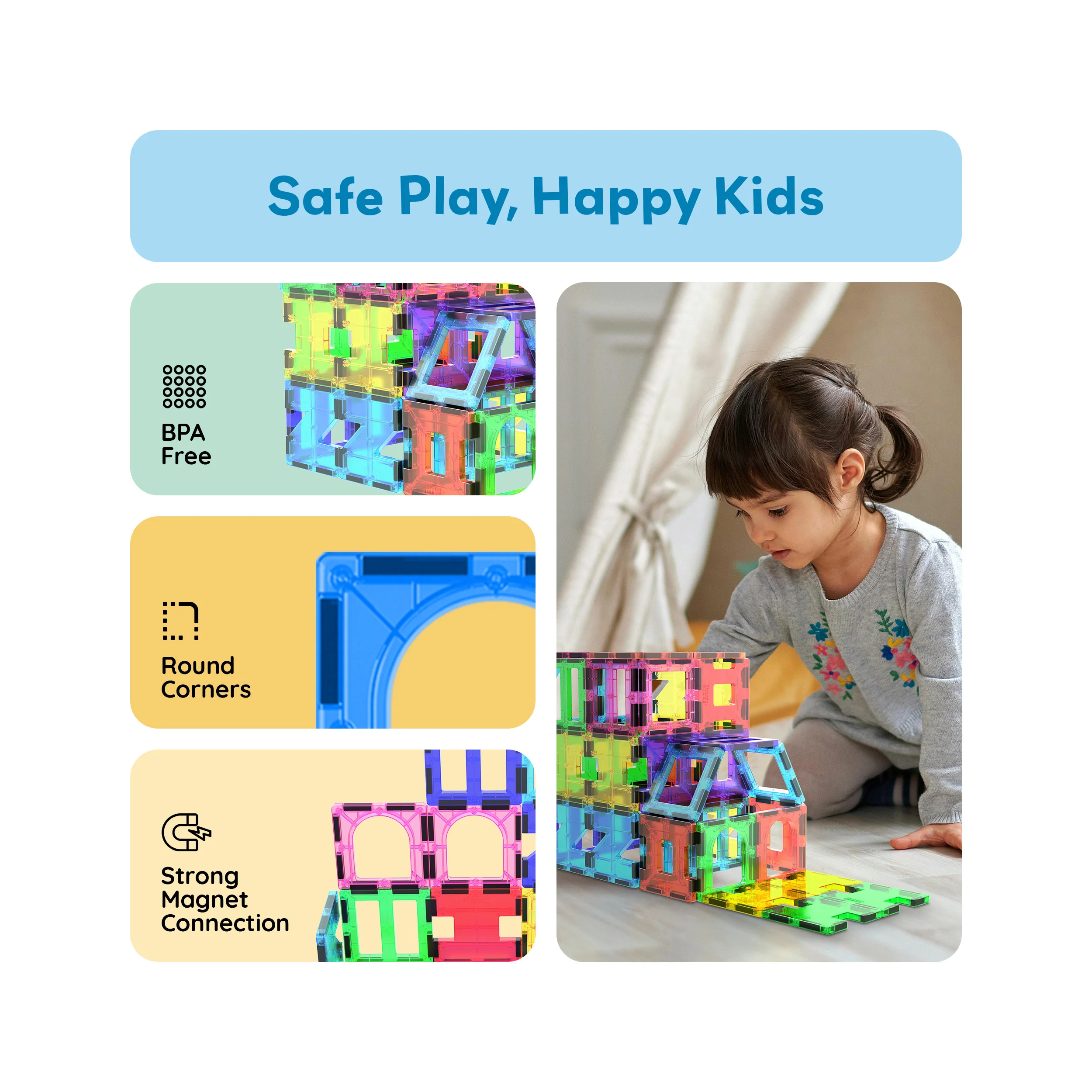 PicassoTiles Magnetic Tile Building Set with Unique Shapes (42 Pieces) - Image 6