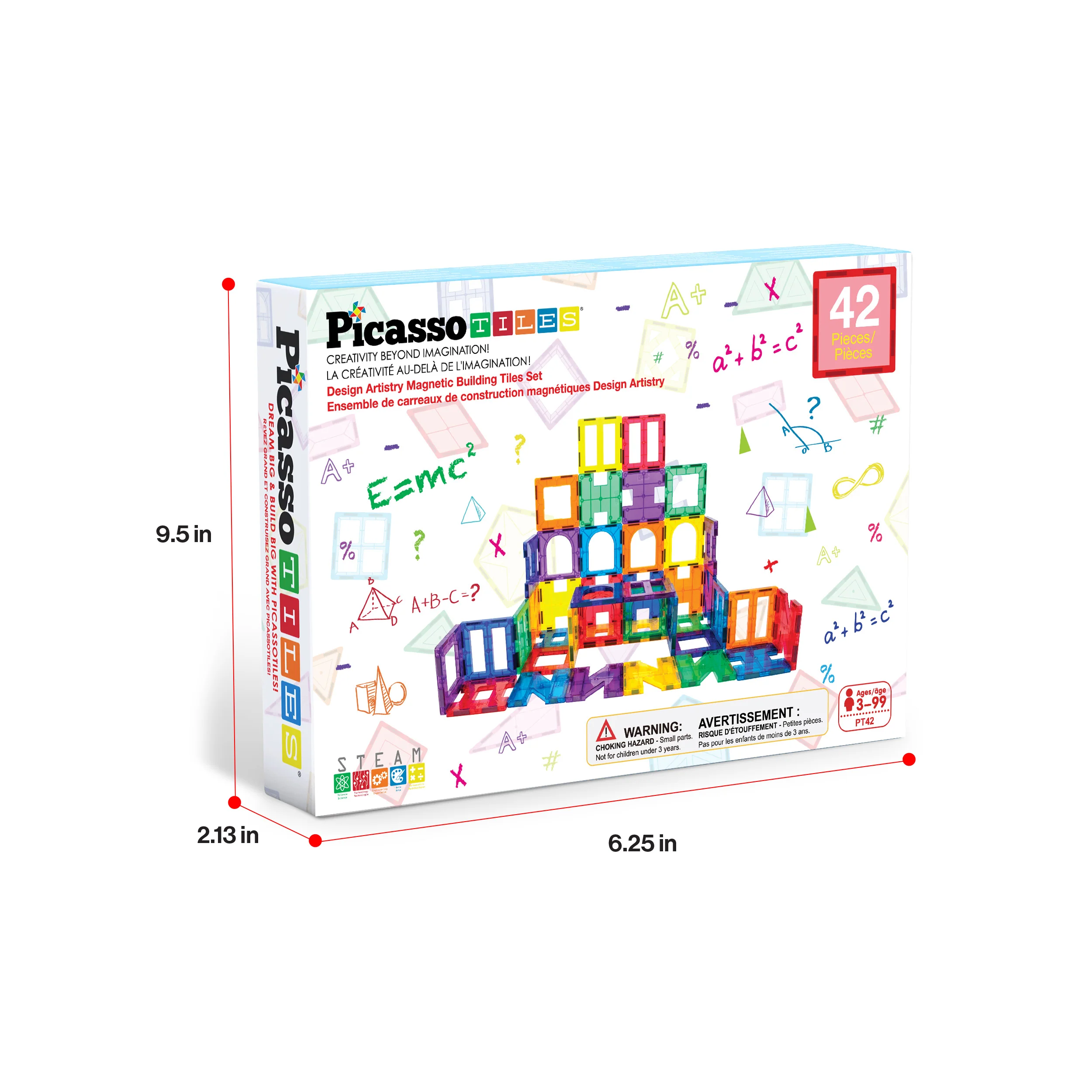PicassoTiles Magnetic Tile Building Set with Unique Shapes (42 Pieces) - Image 9