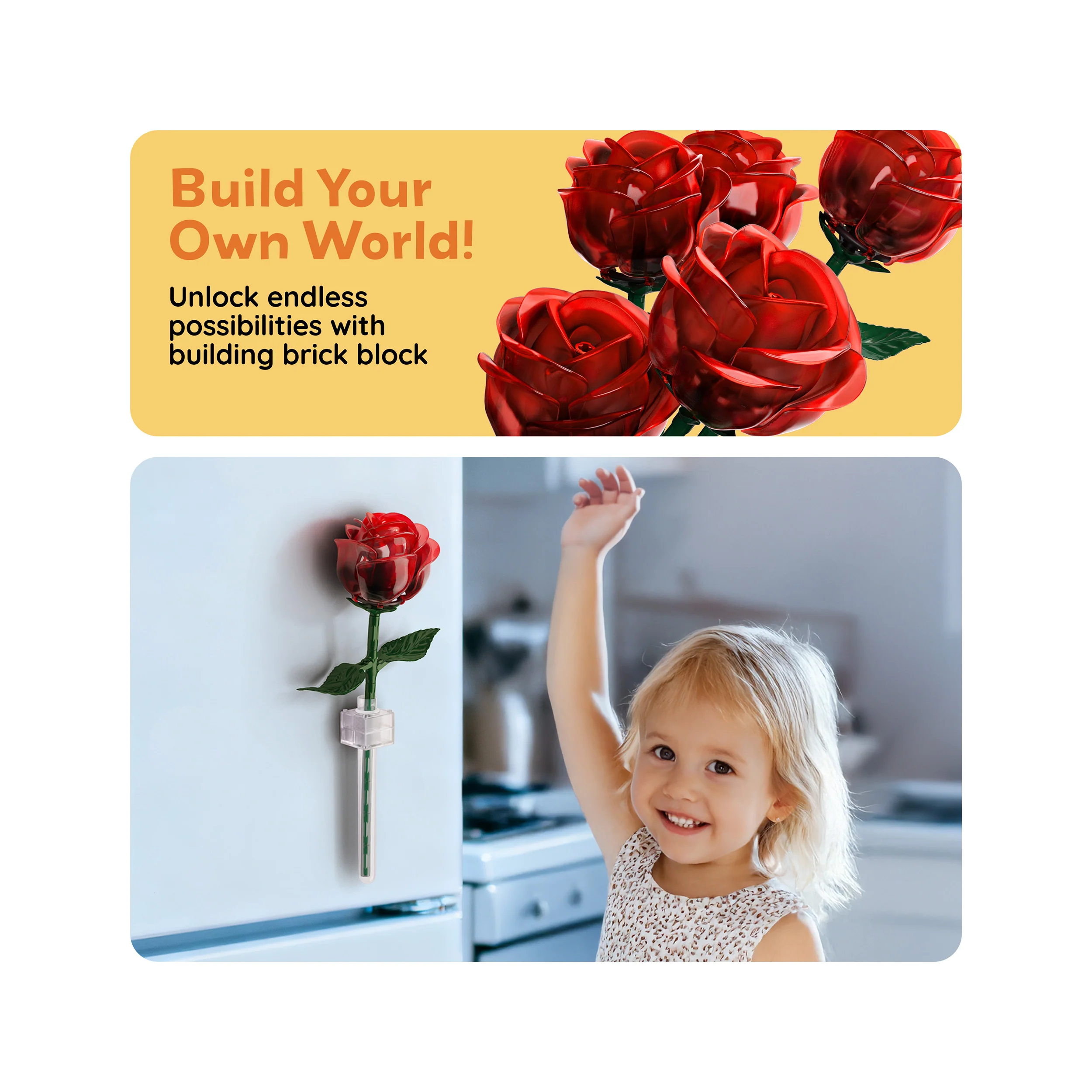 PicassoTiles 45pc Red Stem Rose Building Set - Image 5