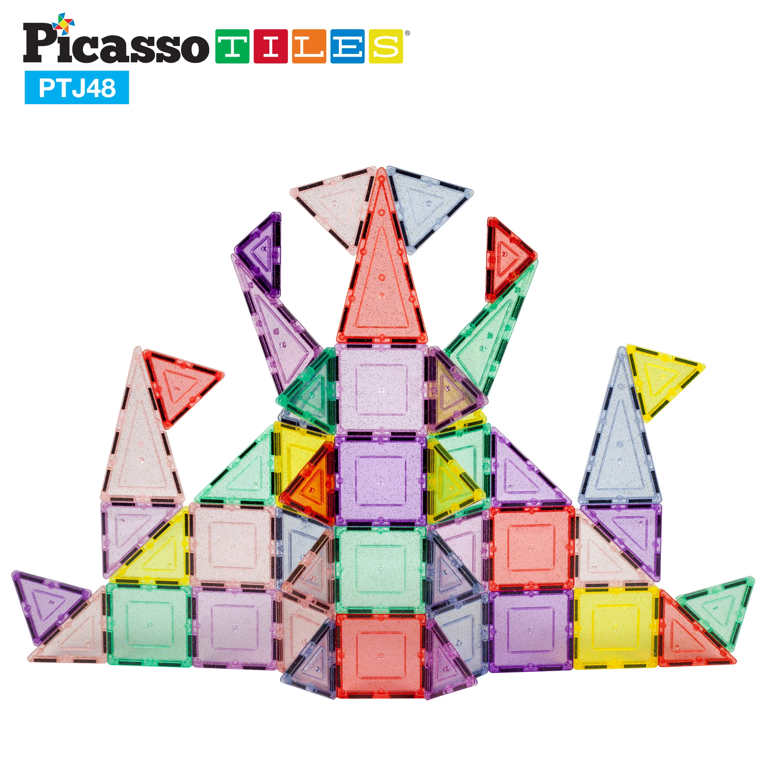 PicassoTiles Glitter Magnetic Tiles Building Set - Image 3