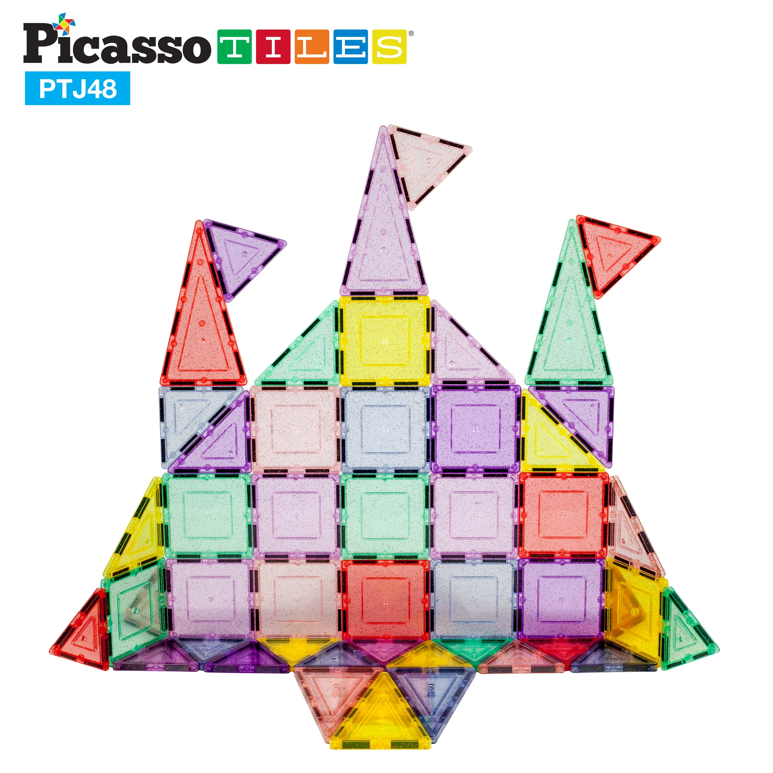 PicassoTiles Glitter Magnetic Tiles Building Set - Image 4