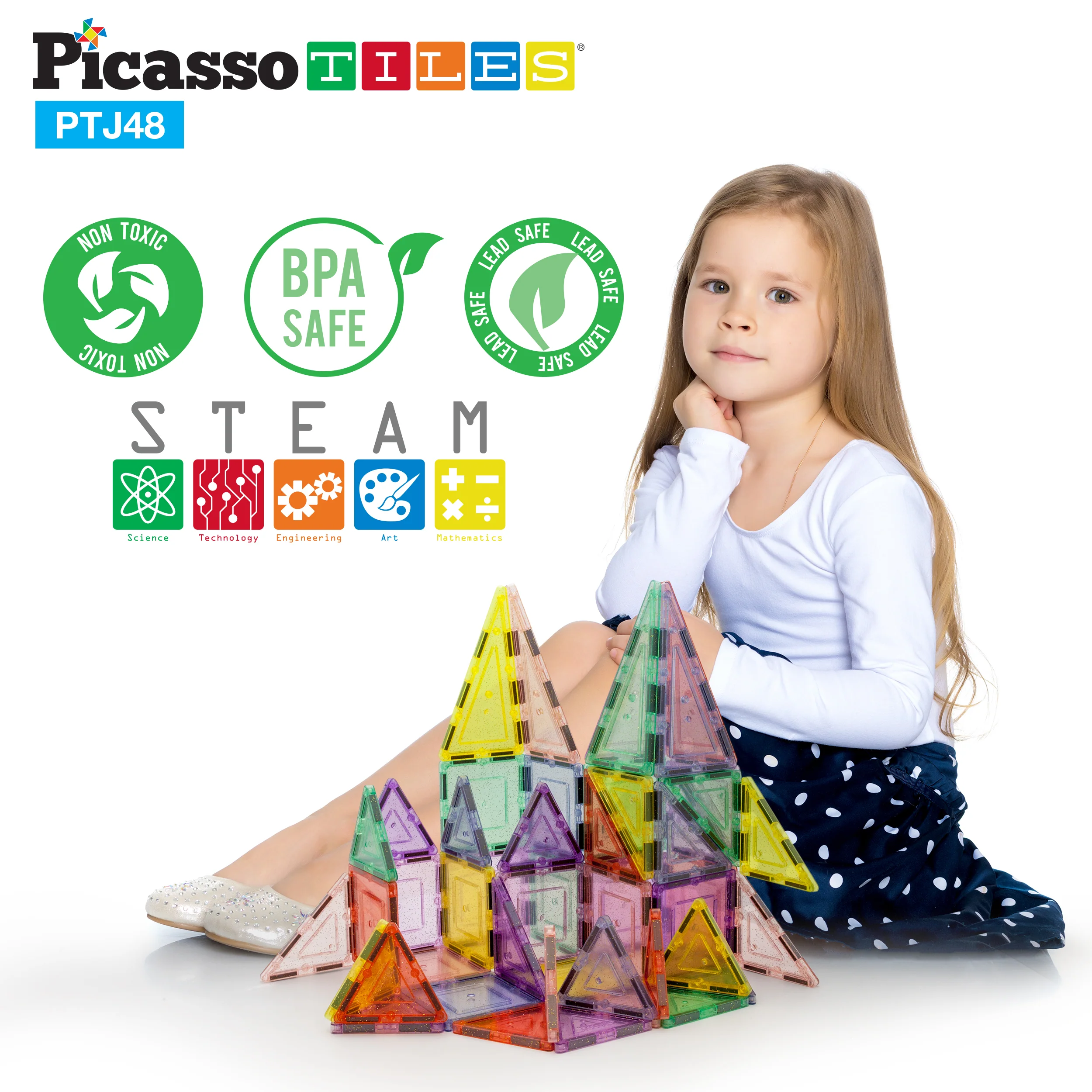 PicassoTiles Glitter Magnetic Tiles Building Set - Image 6