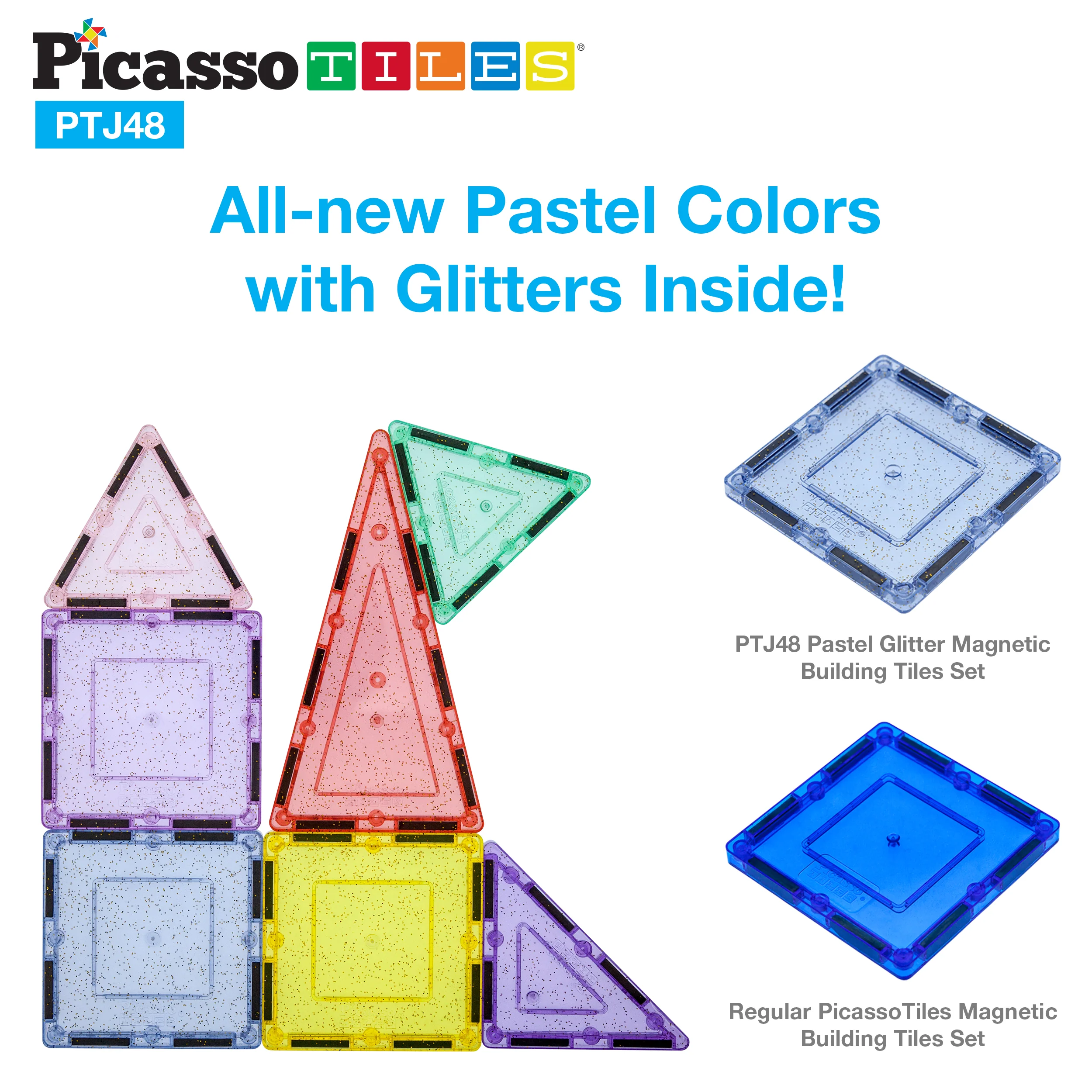PicassoTiles Glitter Magnetic Tiles Building Set - Image 7