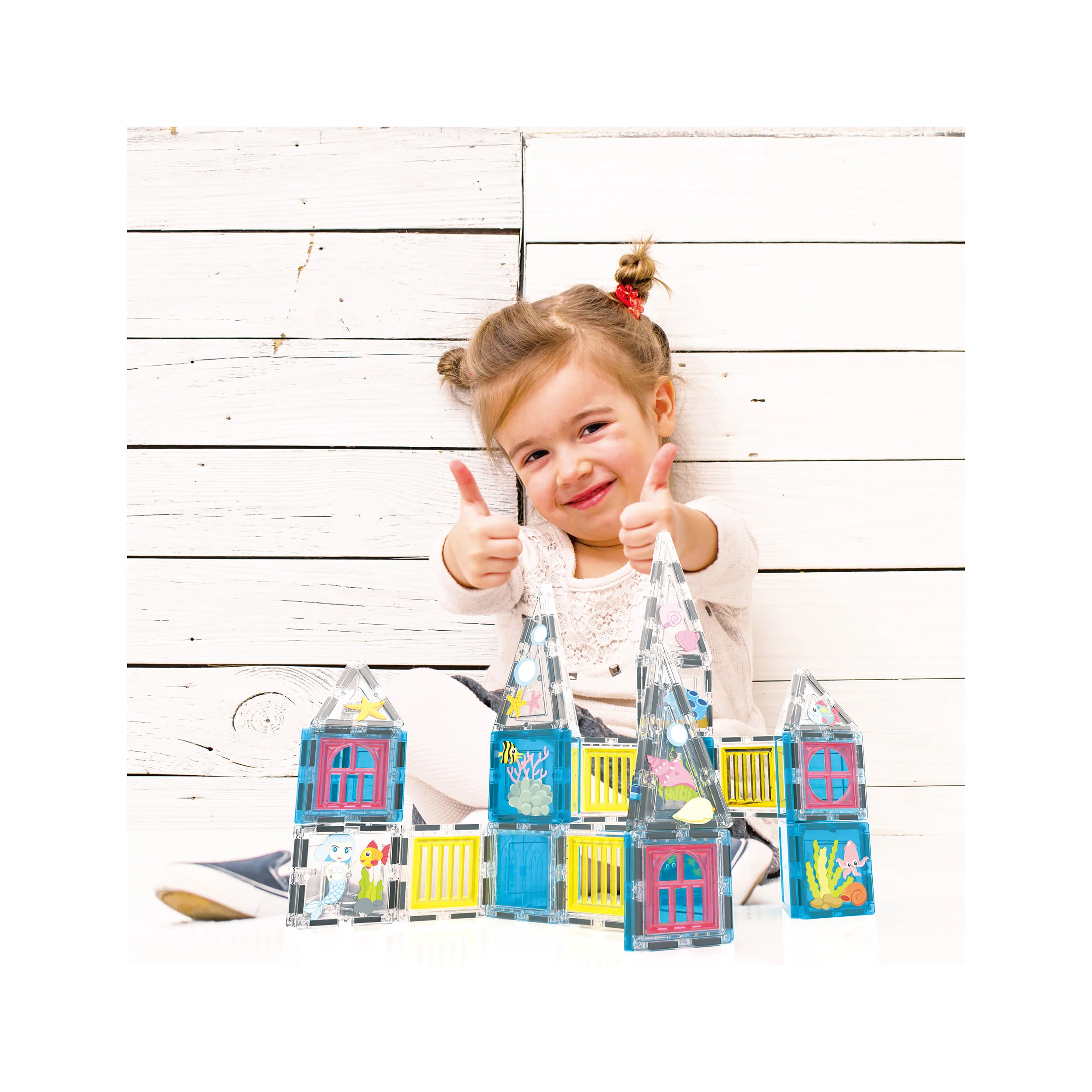 PicassoTiles 50 Piece Mermaid Magnetic Tile  Building Blocks Set - Image 2