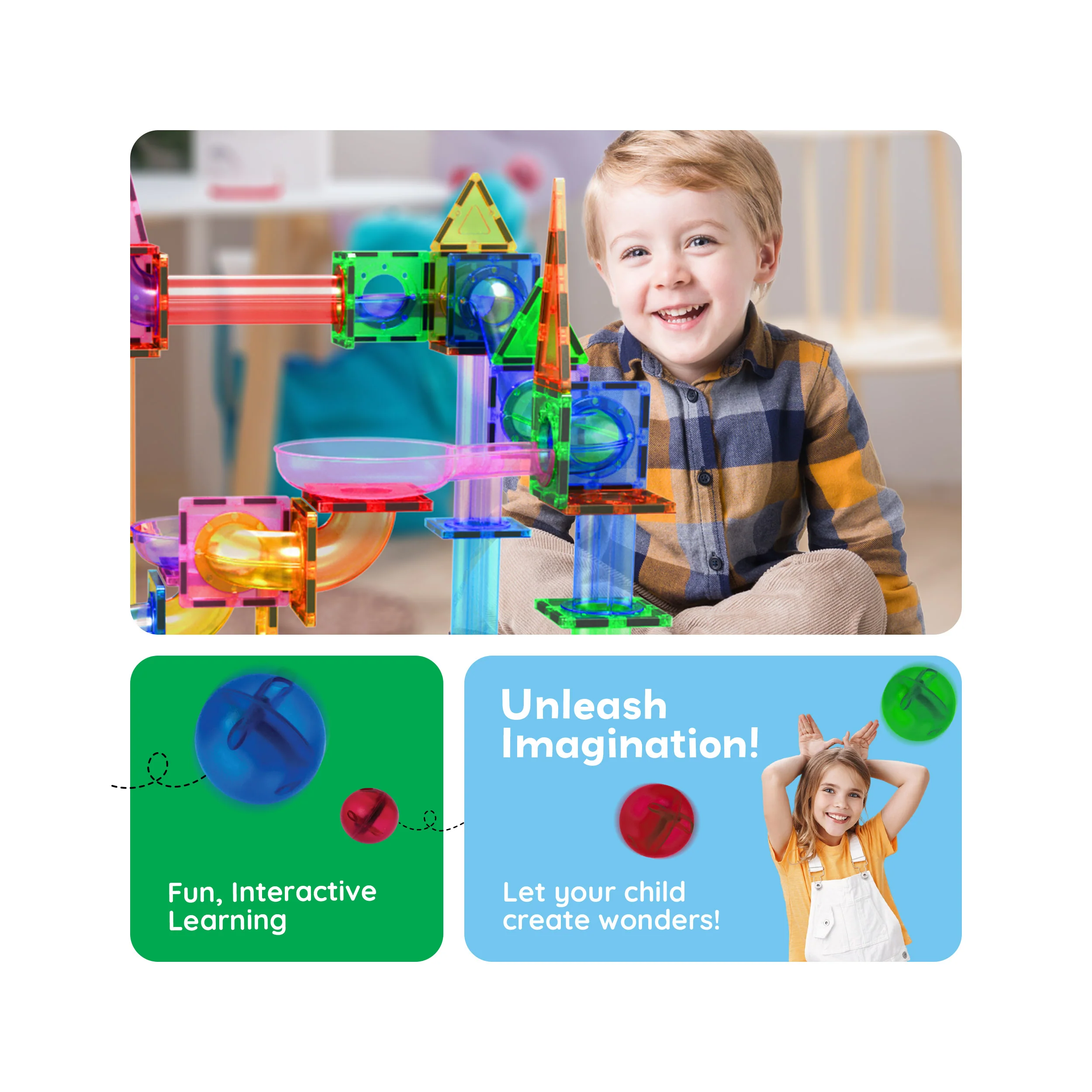 PicassoTiles 50pc Marble Run Building Blocks Set - Image 3