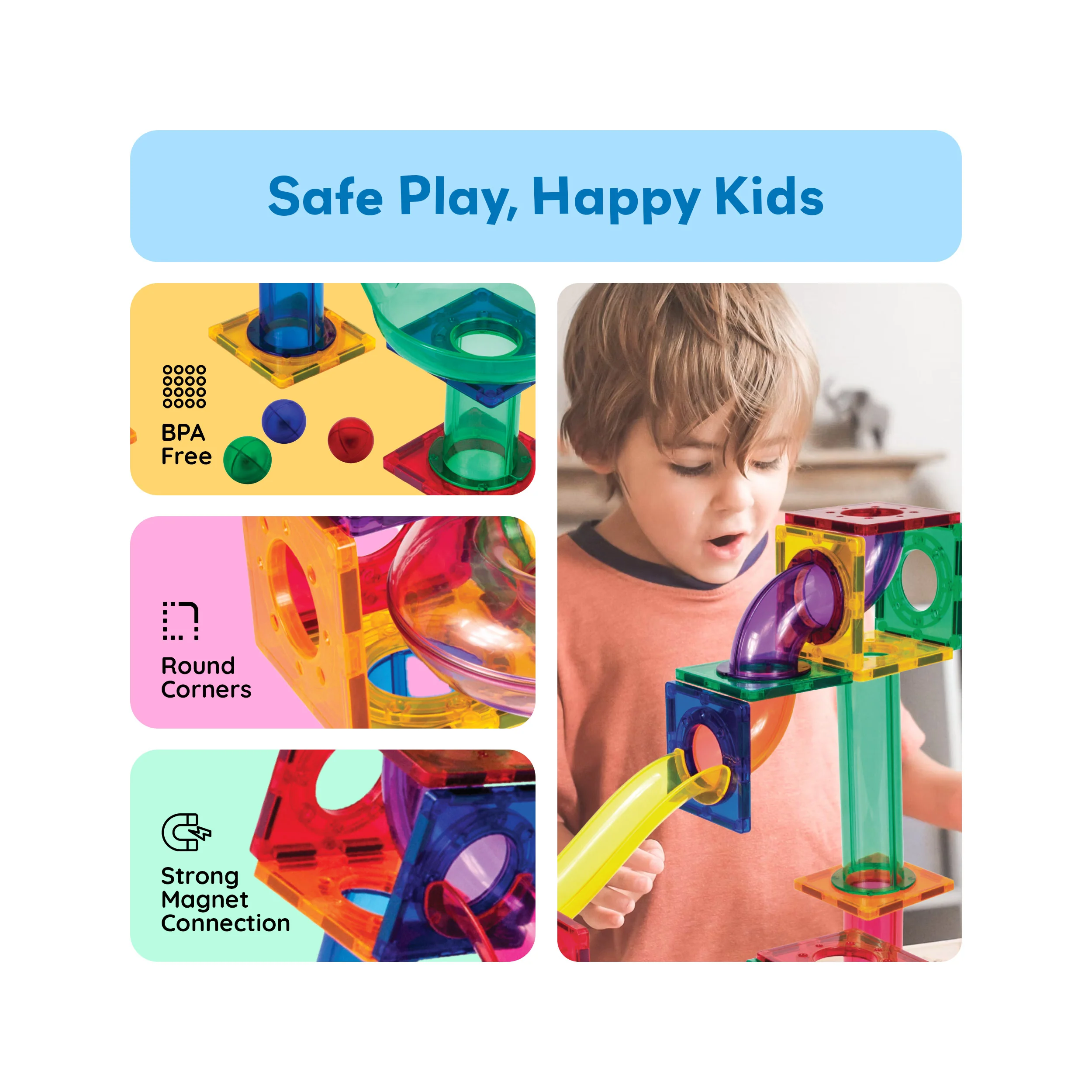 PicassoTiles 50pc Marble Run Building Blocks Set - Image 4