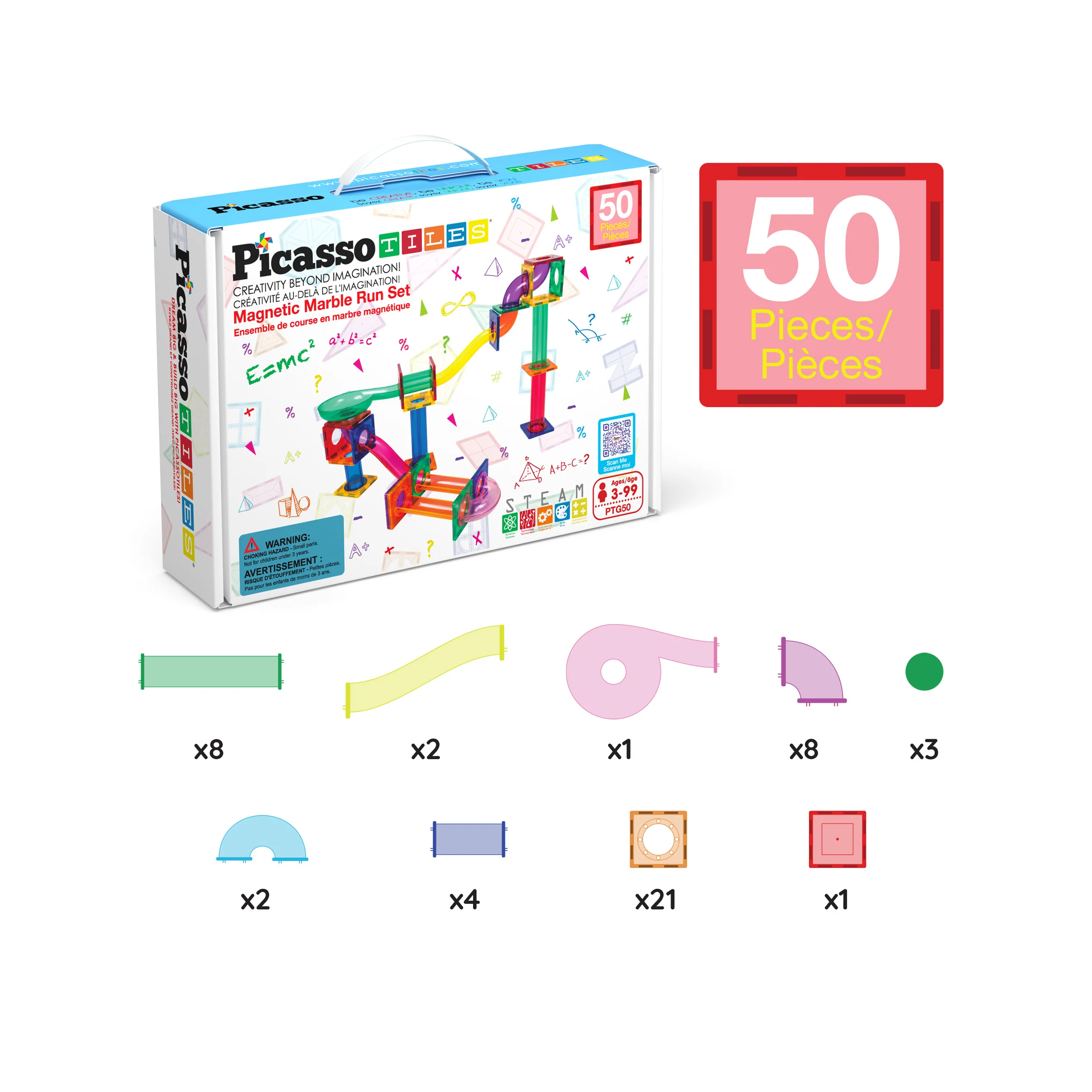 PicassoTiles 50pc Marble Run Building Blocks Set - Image 7
