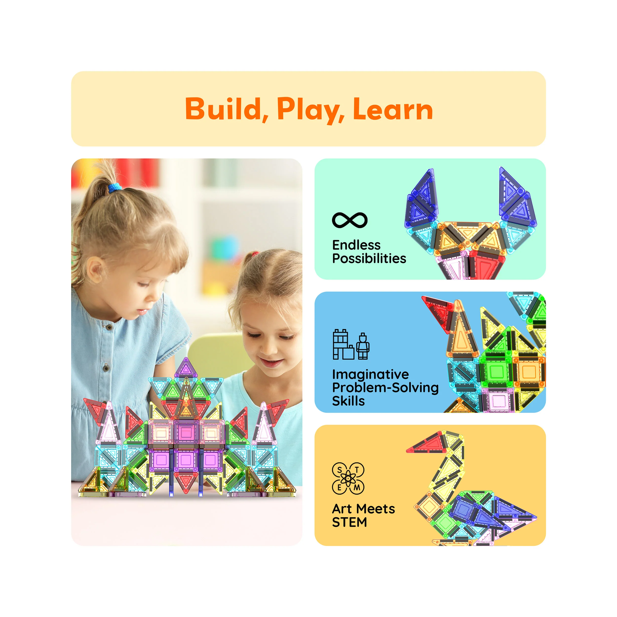 PicassoTiles 50pc Nano Magnetic Building Tiles Construction Travel Set - Image 4