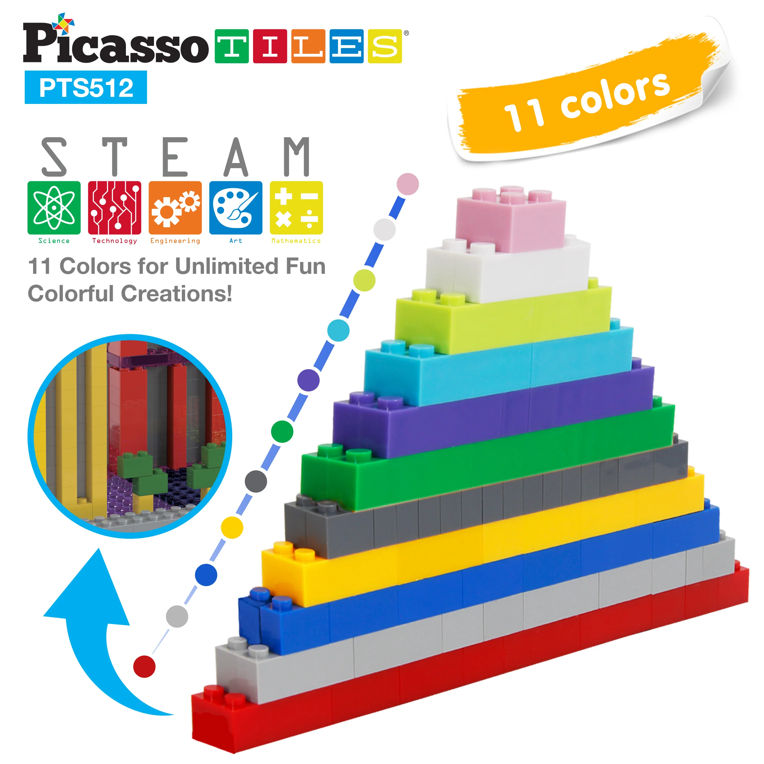 PicassoTiles 512 Piece Magnetic Brick Tile and Brick Building Set - Image 5