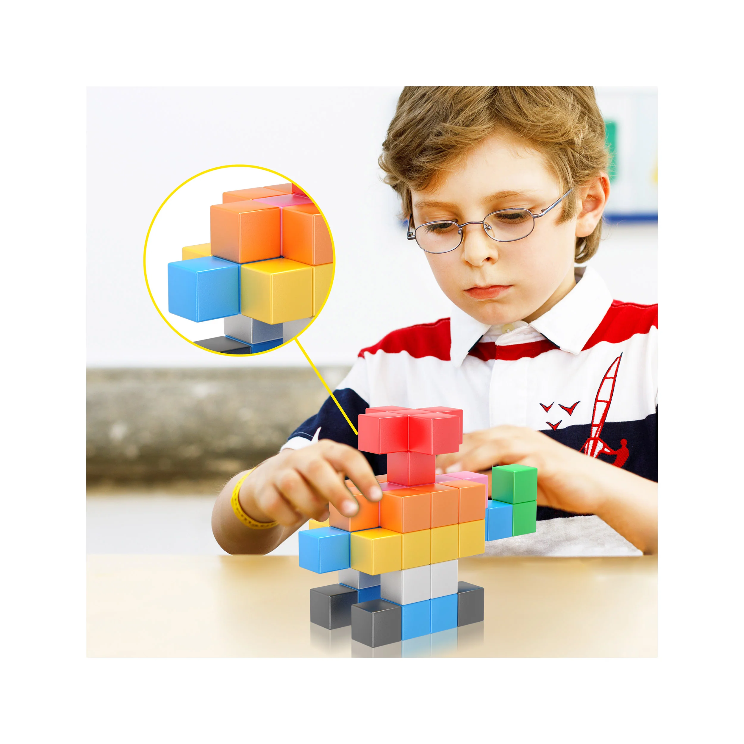 PicassoTiles Magnetic Cubes for Kids Building Set 1.2 Inch (54 Pieces) - Image 2