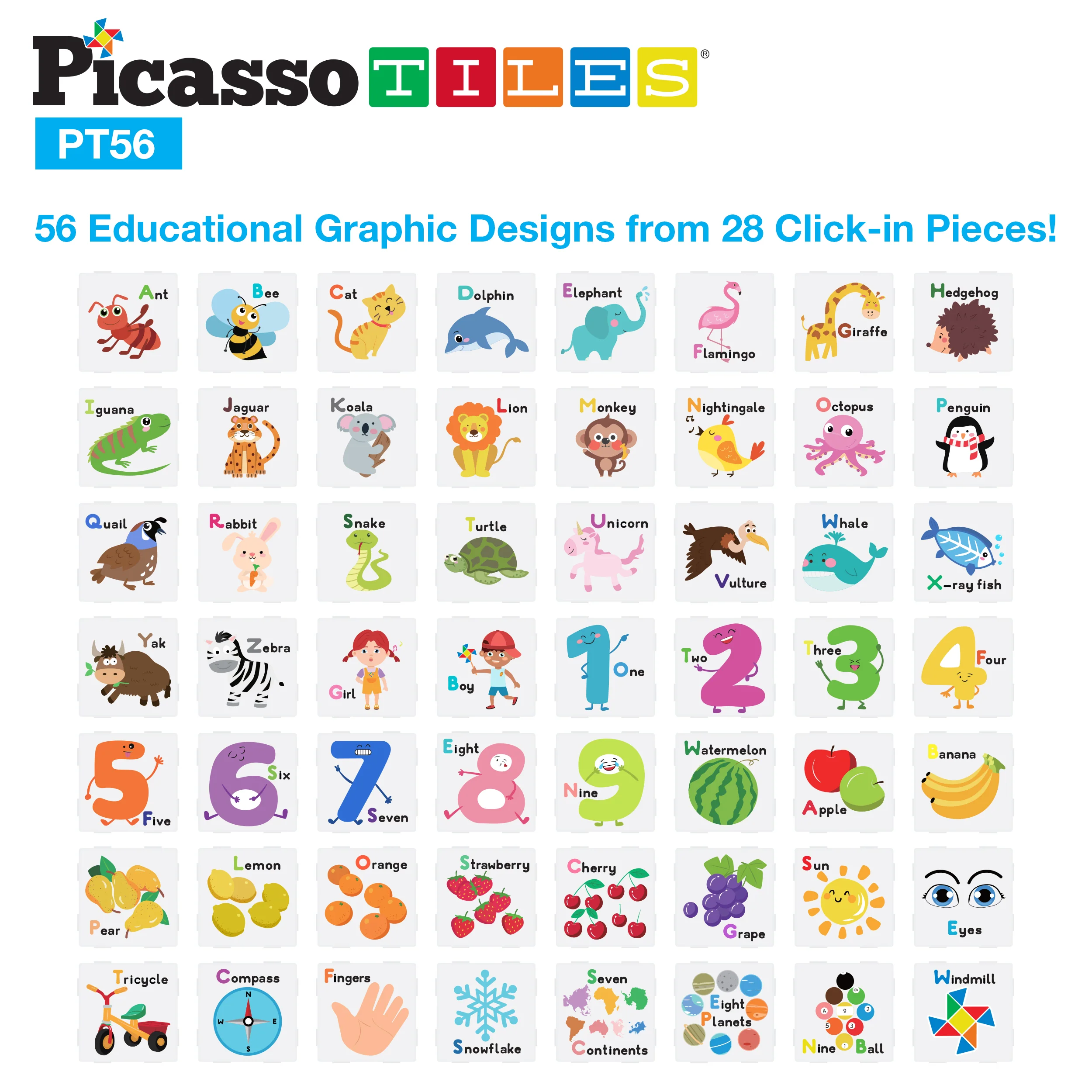PicassoTiles Magnetic Tile Card Insert Set (56 Pieces) - Image 3